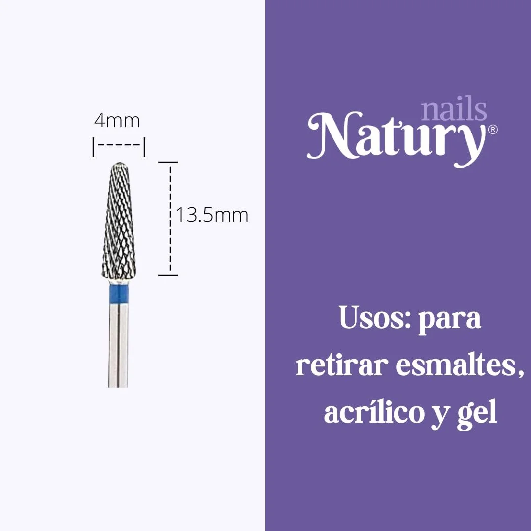 Punta da trapano in carburo di tungsteno Natury Nails per manicure e pedicure grana media