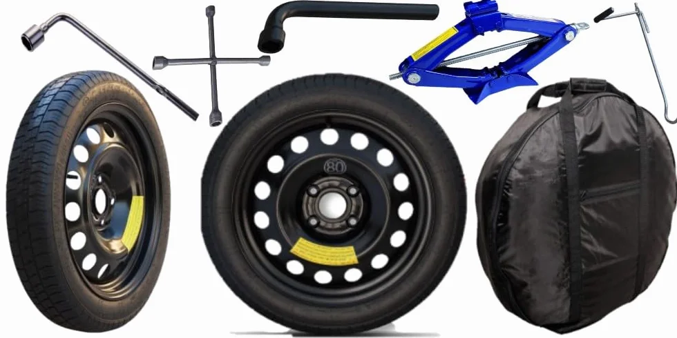 Ruotino di Scorta per Jeep Avenger FH1 4 Fori 125/80 R16 2023 2024 con Kit Cric Chiave Sacca