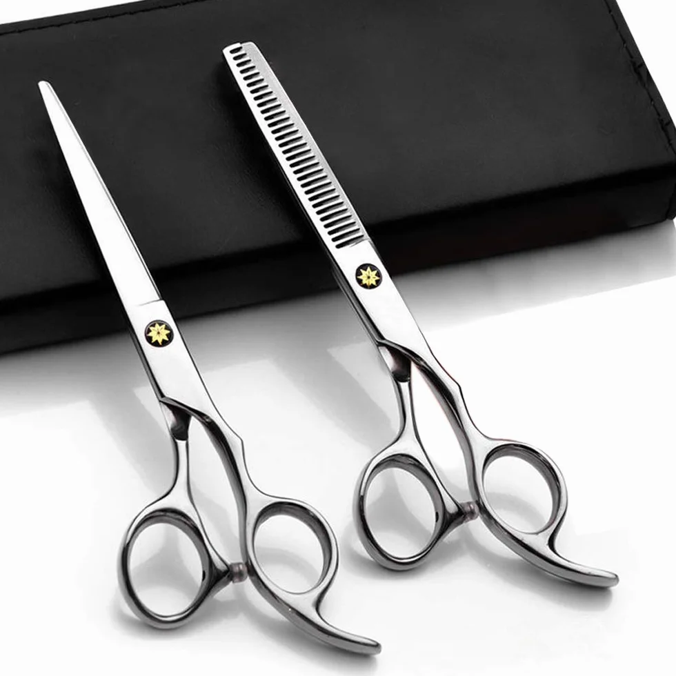 Set di Forbici da Parrucchiere - 2 Forbici ad Ultrasuoni in Acciaio Inox per Capelli, Barba e Animali Domestici - Accessori Professionali