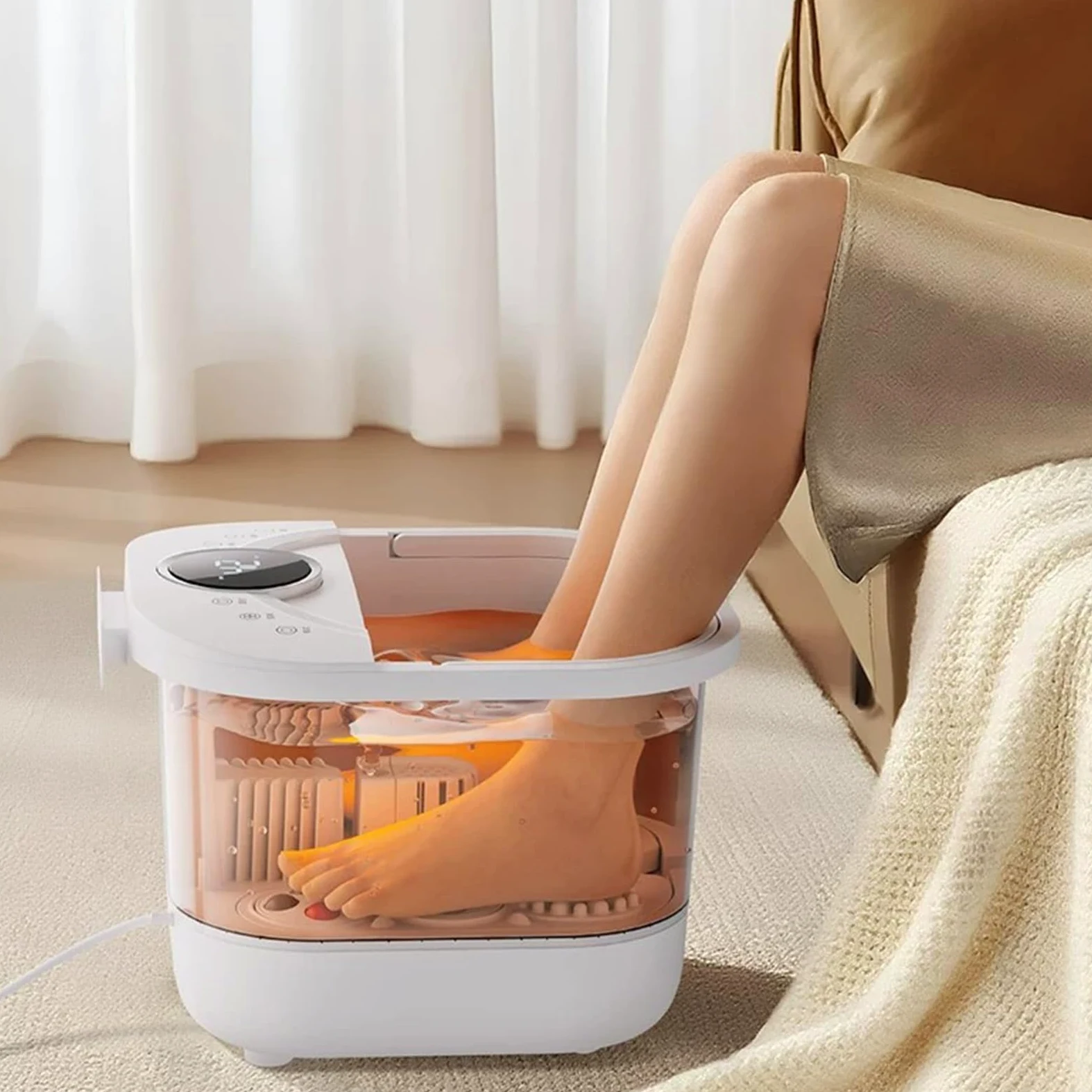 Vasca for Pediluvio, Controllo Della Temperatura Costante Regolabile | Rulli Massaggianti Rimovibili, Design A Drenaggio Rapido, Cavo Alimentazione 1,7 Metri(Electric)