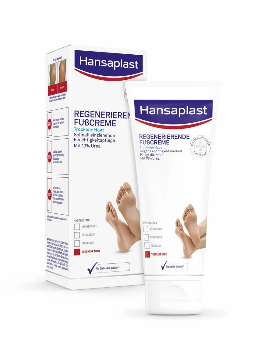 Hansaplast Crema rigenerante per piedi (100 ml), cura dei piedi con urea per piedi secchi e ruvidi, idratante protegge dalla formazione di calli