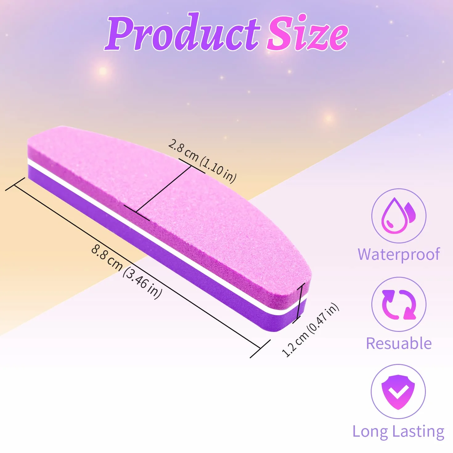 20 Pezzi Buffer Unghie Professionale, Buffer Blocco per Unghie in Gel Acrilico Naturale, 100/180 Buffer per Levigatura per Smalto in Spugna a Doppia Faccia (Rosa & Viola)