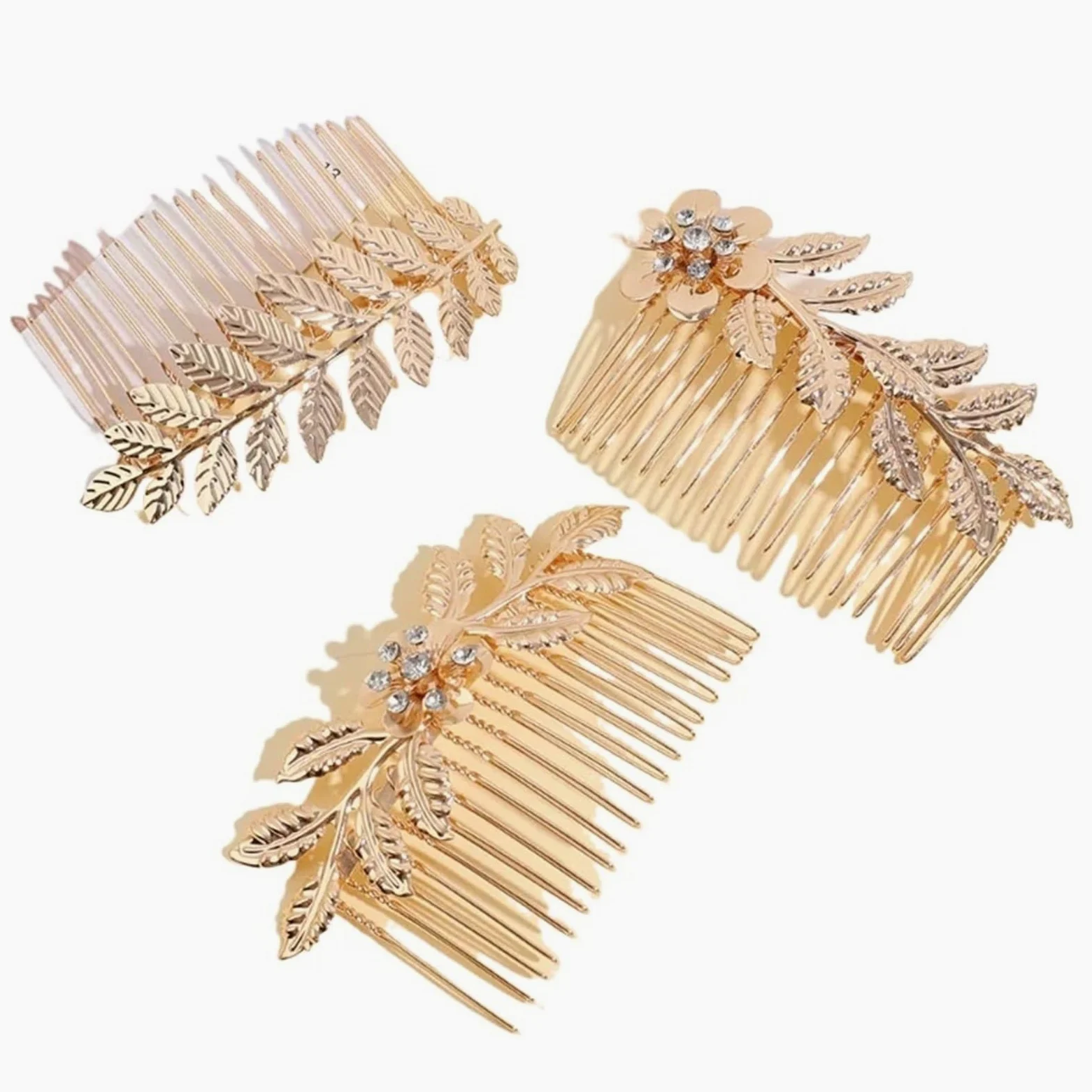 3 pezzi/set accessori for capelli da sposa fermagli for a foglia for le donne forcina for copricapo in cristallo for matrimonio Per Matrimoni(Mixed colors)