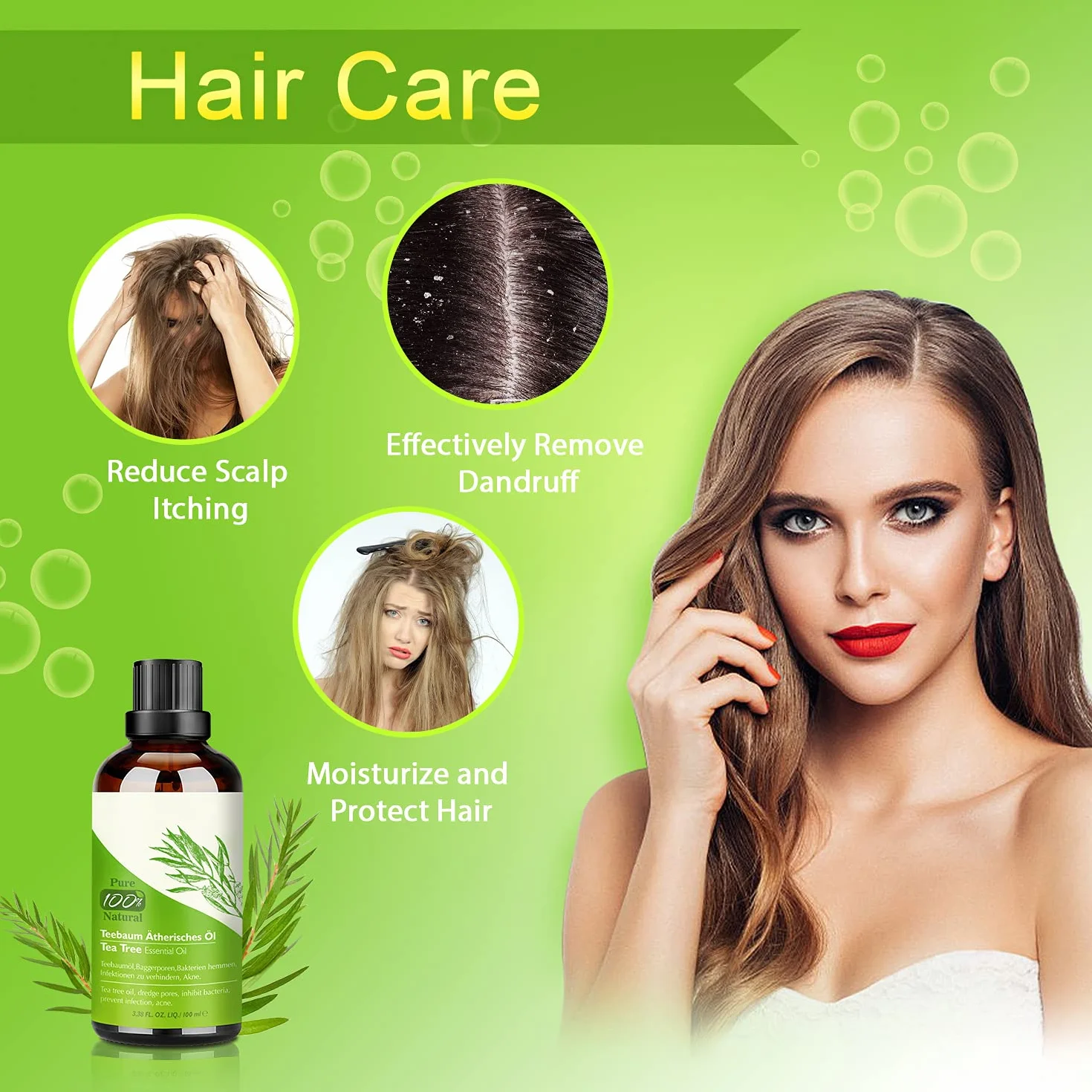 Aifanciey Tea Tree Oil 100 ML Olio Essenziale Puro Anti Acne Brufoli Capelli Corpo