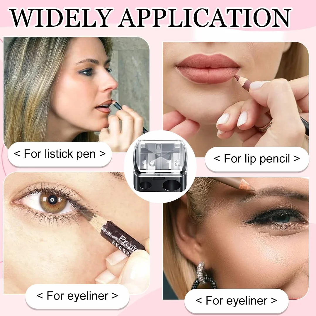 Temperino Universale per Trucco 3 Pezzi, Temperamatite Cosmetico Doppio per Sopracciglia Eyeliner (Nero)