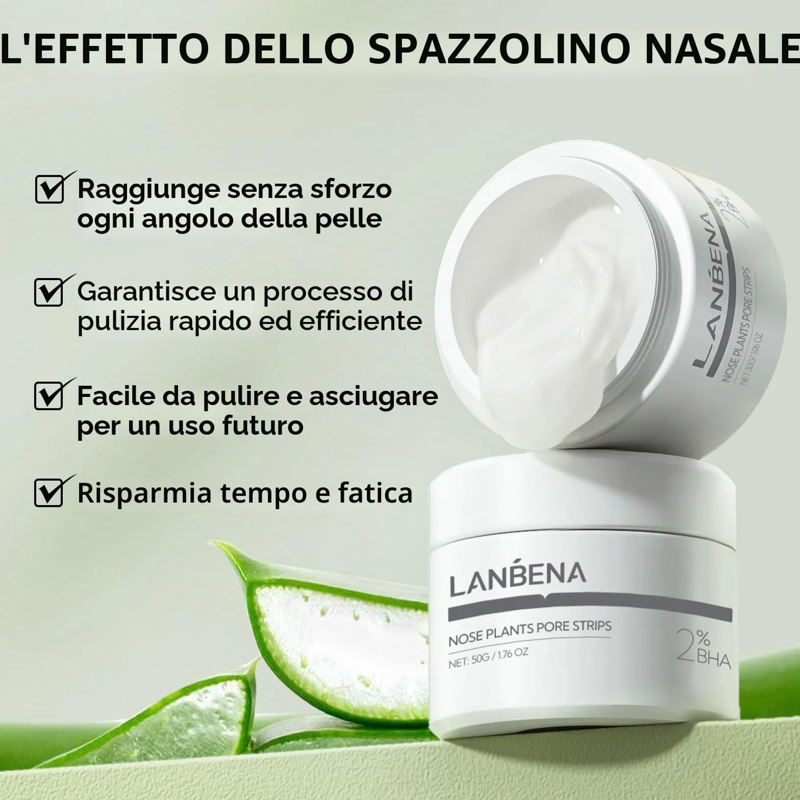 LANBENA punti neri rimozione (50 g), 100 strisce nasali, maschera punti neri, NOTA: La crema diventa gommosa al di sotto dei 25°C, mettere la bottiglia in acqua bollente per ammorbidirla