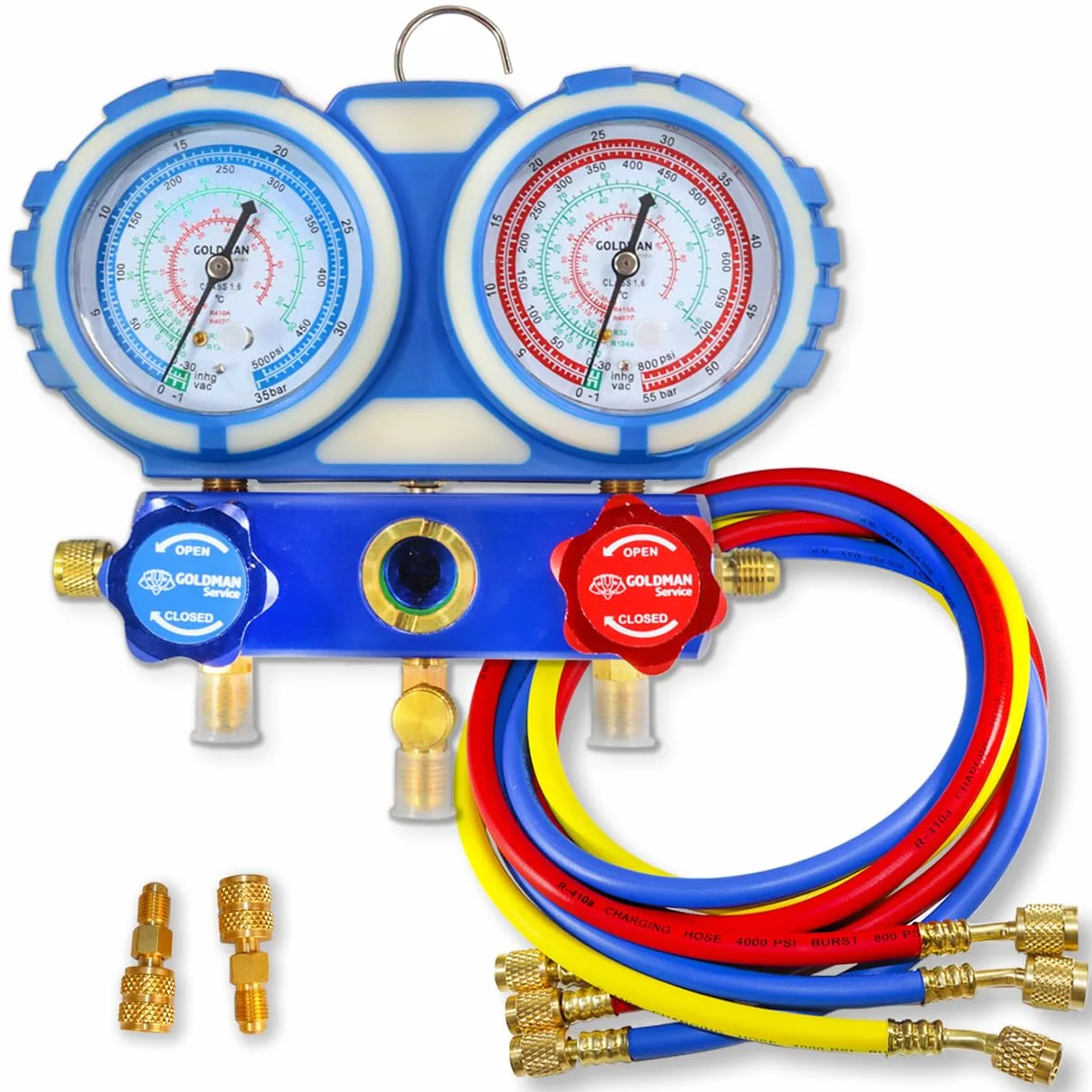 Kit Manometro Climatizzazione 3 Tubi Ricarica Gas Refrigerante Auto AC R410A R407C R32 R134a