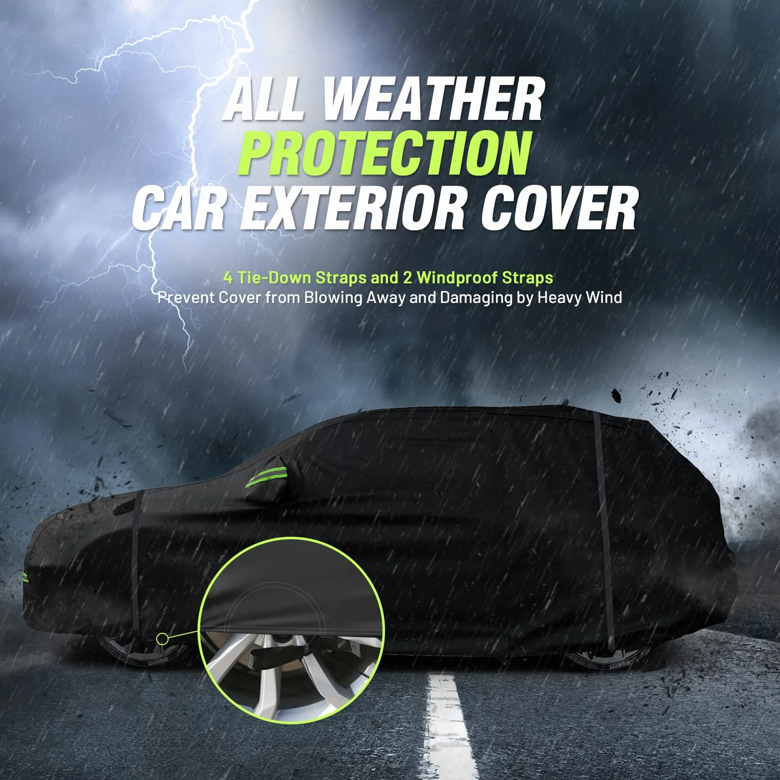 Favoto Copriauto Felpato Invernale Impermeabile per Compact SUV PEVA Cotone Zip Laterale 460x180x170cm Nero