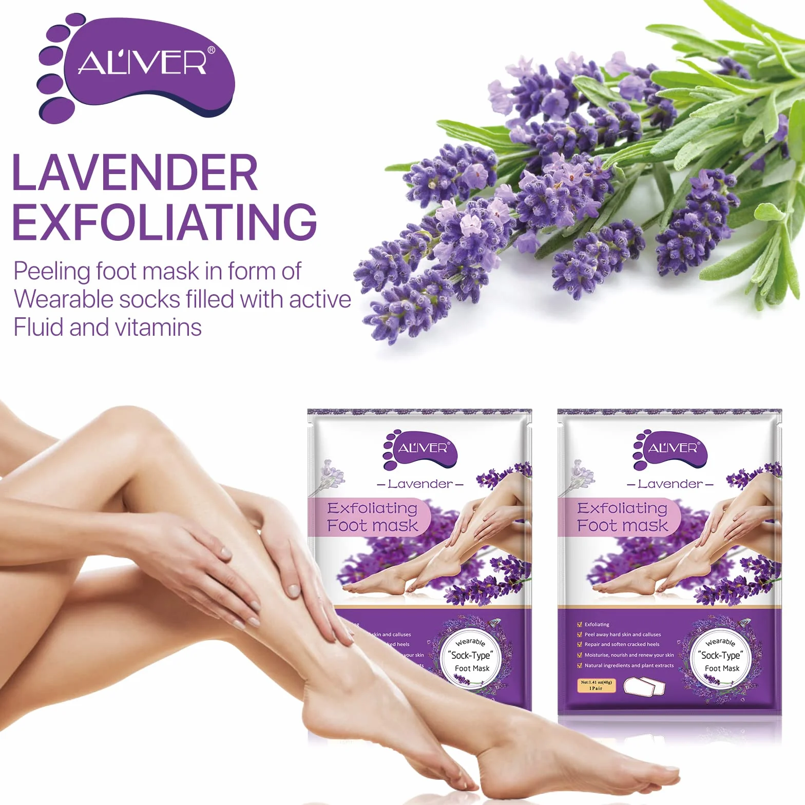 Sefudun - Esfoliante E Idratante Maschera Peeling Piedi, 3 Pacchetto, 40 g