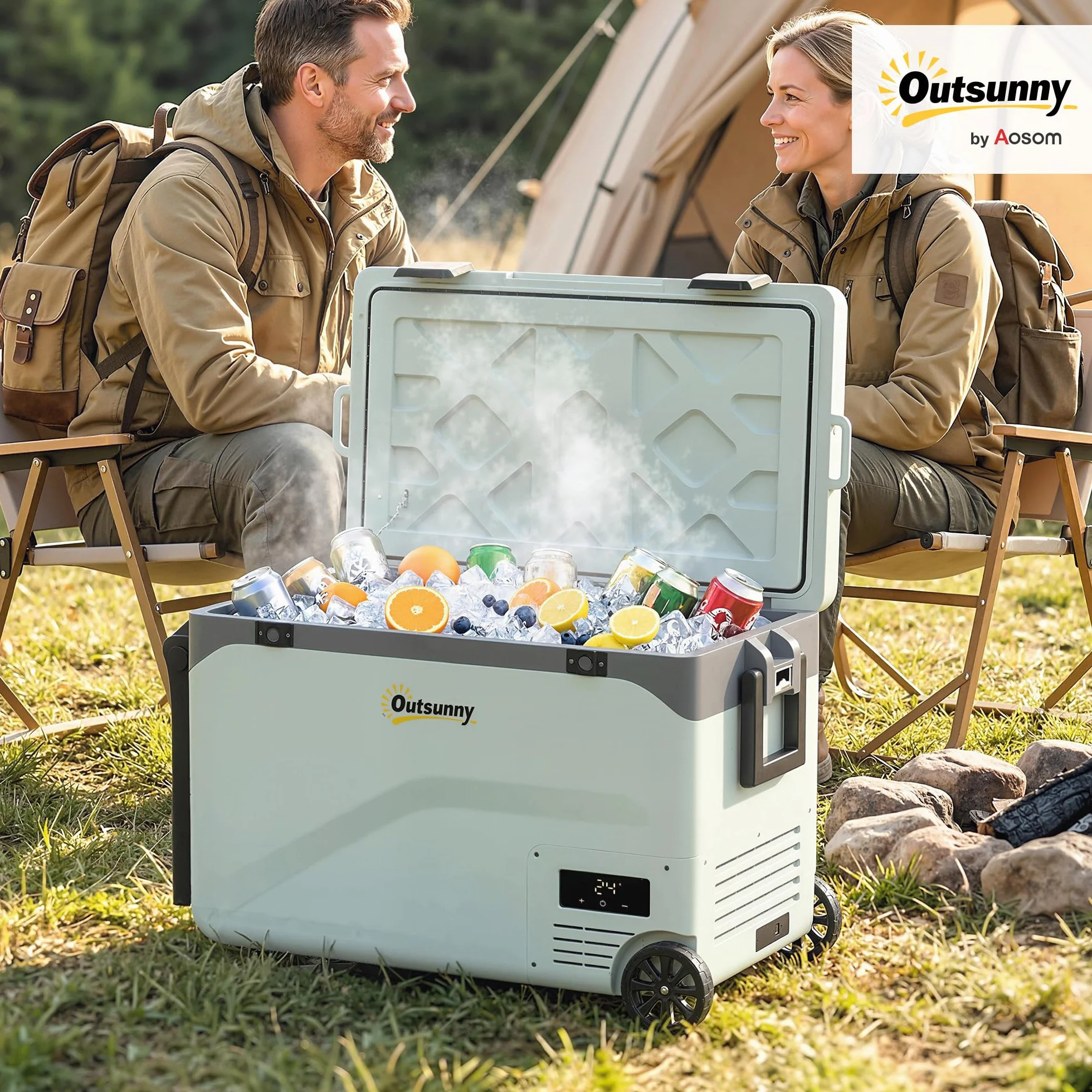 Outsunny Frigorifero Portatile Auto 42.5L Compressore Elettrico Anti-Shock APP Bluetooth 12V/24V/240V -20°C-20°C