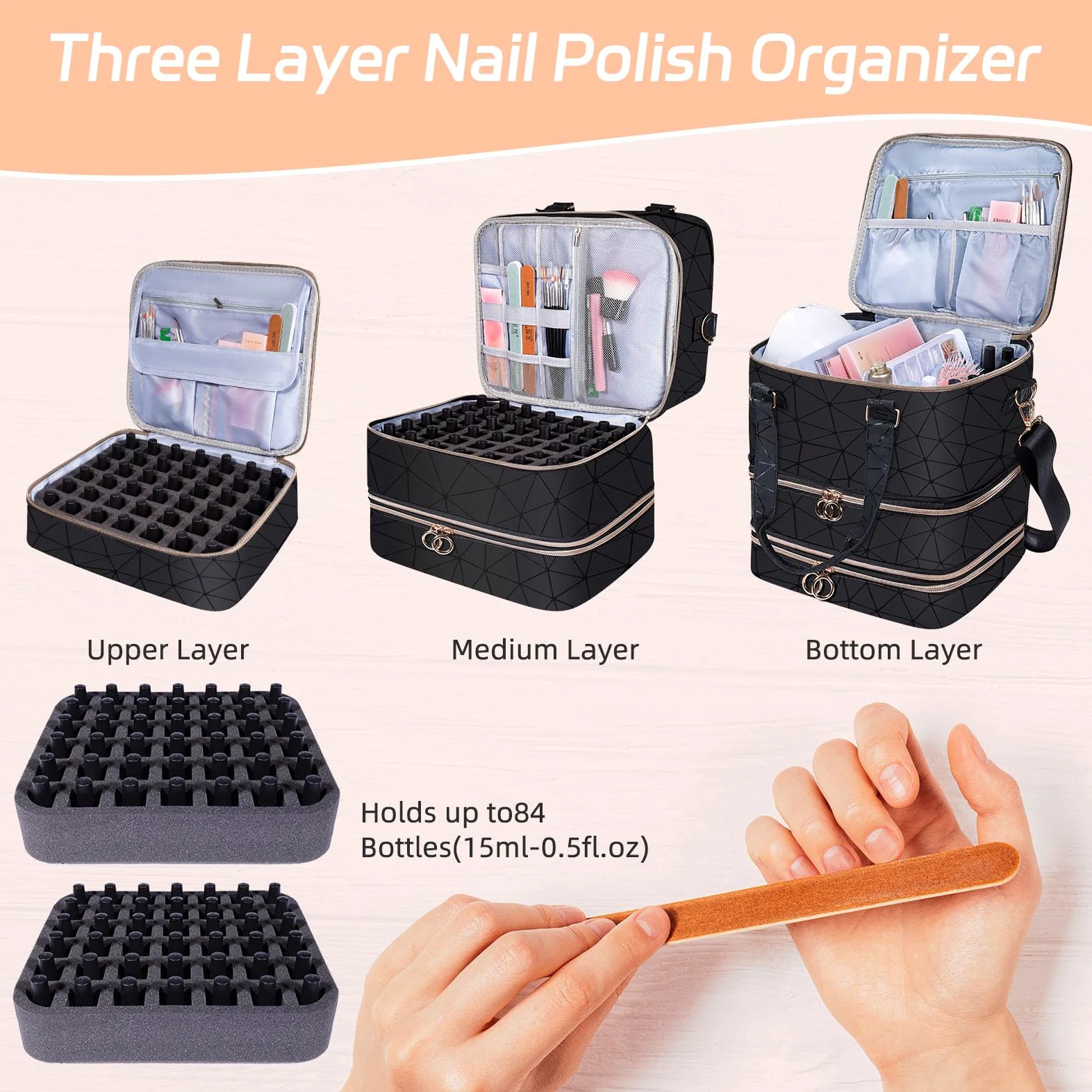 Organizer per smalto nero, 84 pezzi