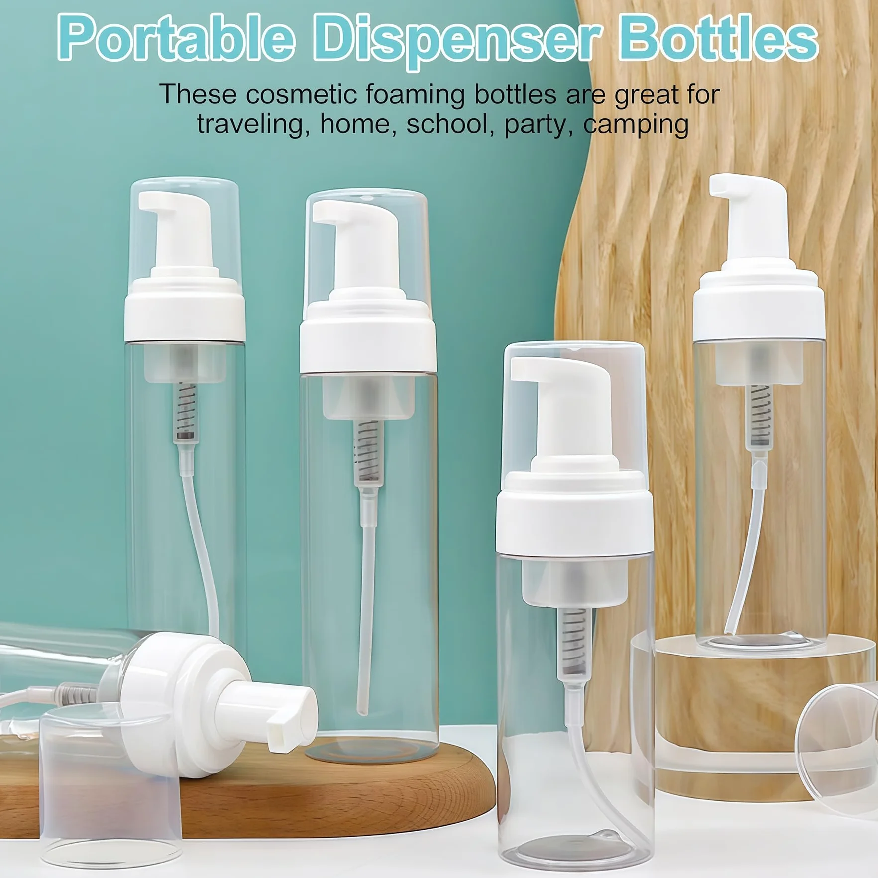 3 flaconi da 100 ml in plastica trasparente con erogatore a pompa, ricaricabili, da viaggio, dispenser per sapone per mani, shampoo, cosmetici, dispenser di schiuma