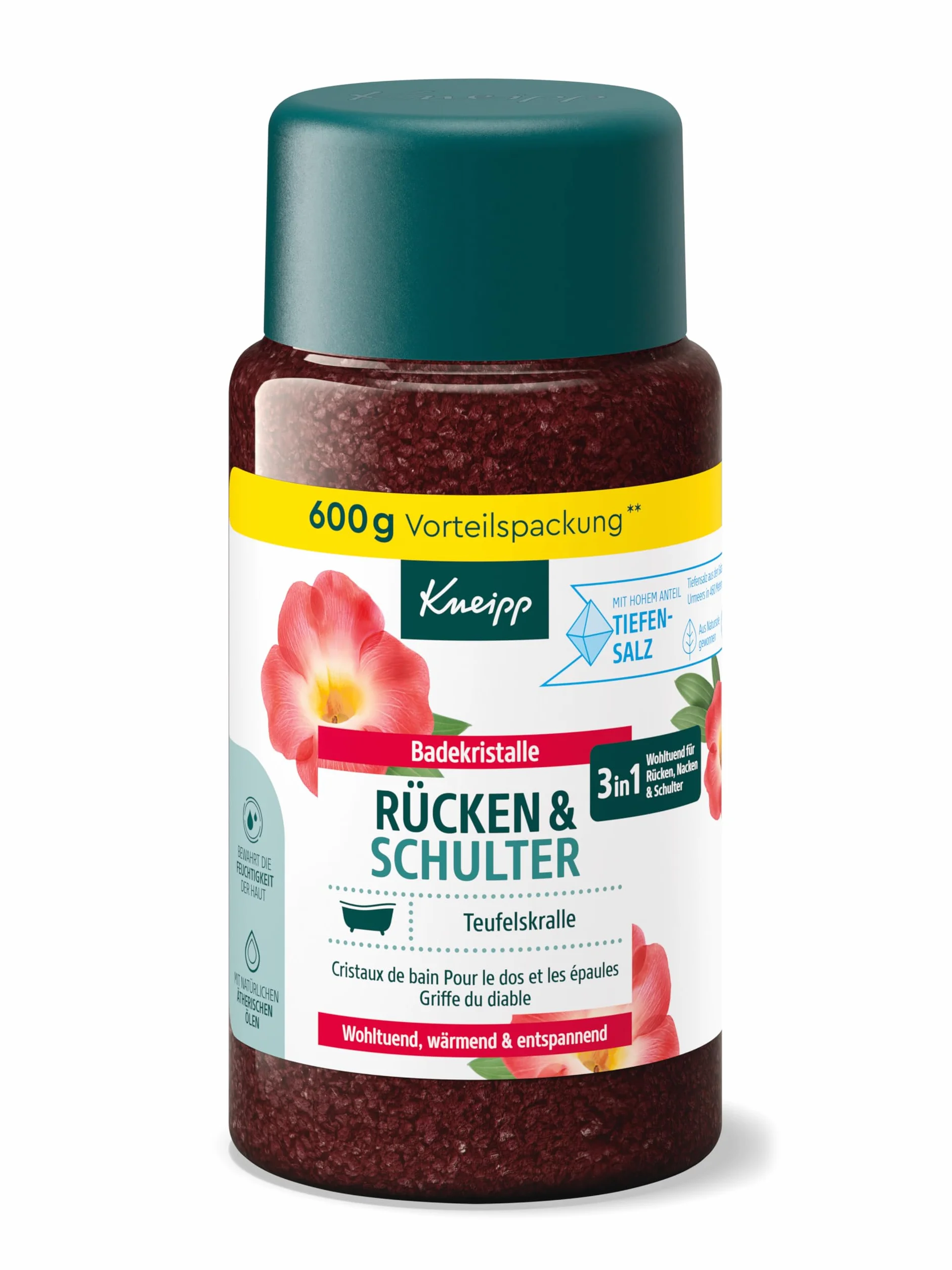 Kneipp Cristalli da bagno per schiena e spalle – con prezioso estratto dell'artiglio del diavolo – lenitivi, riscaldanti, rilassanti, 600 g