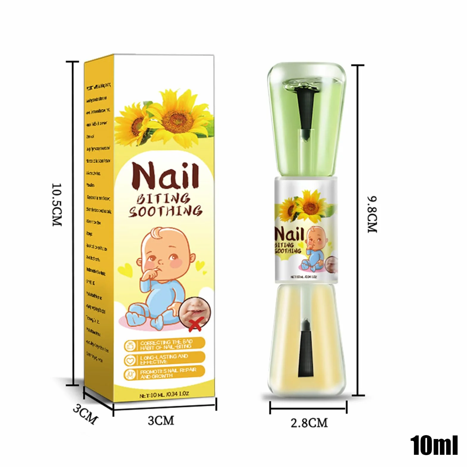 Smalto Per Unghie Toddler 10 Ml - Smalto Liquido Per La Cura Delle Unghie Al Gusto Amaro Alle Erbe, Smalto Per Prevenire Il Morso Delle Unghie Dei Bambini | Uso Giorno E Notte Per Bambini