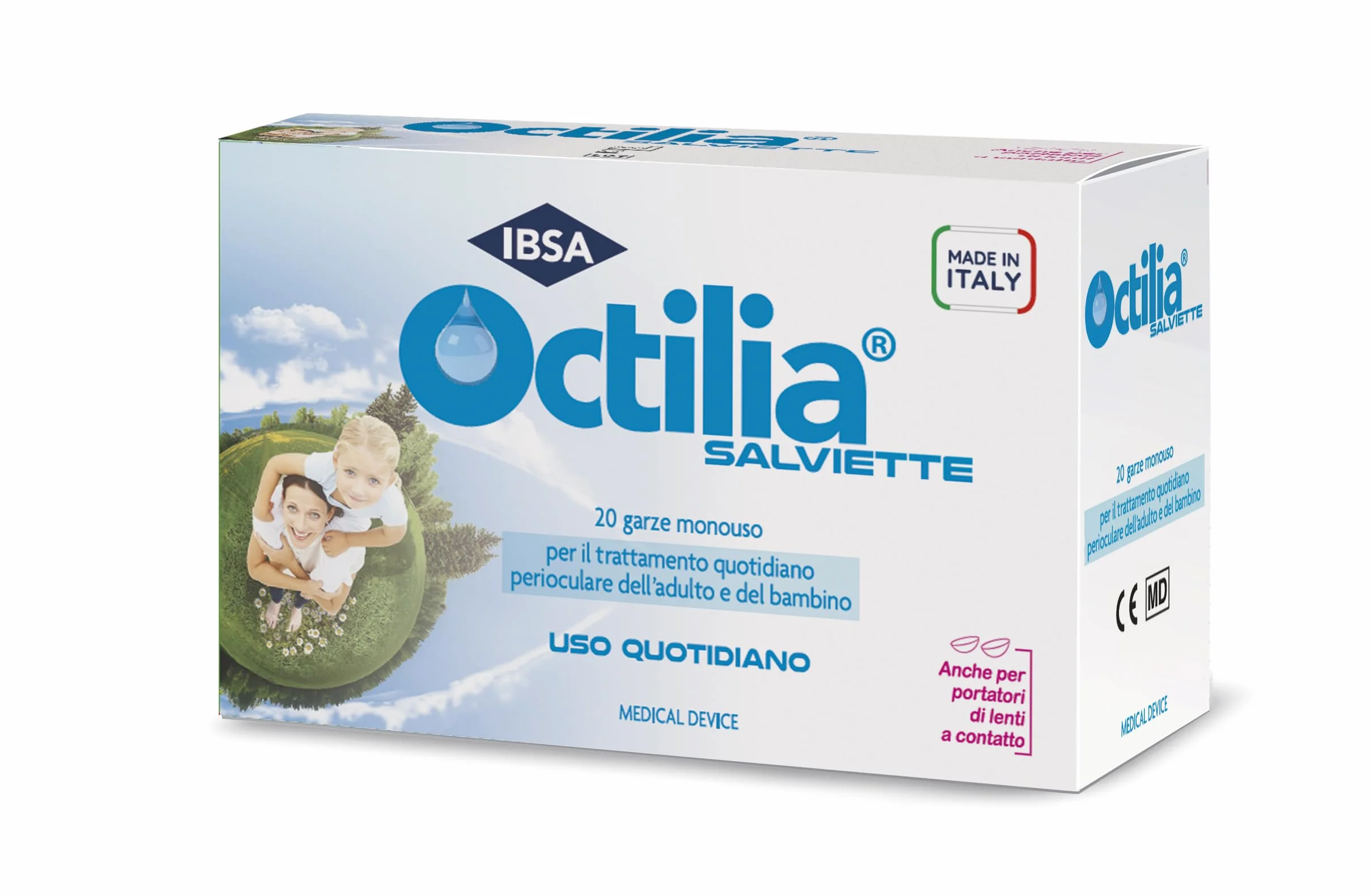 Octilia Salviette | 20 garze monouso per la detersione della zona perioculare di adulti e bambini