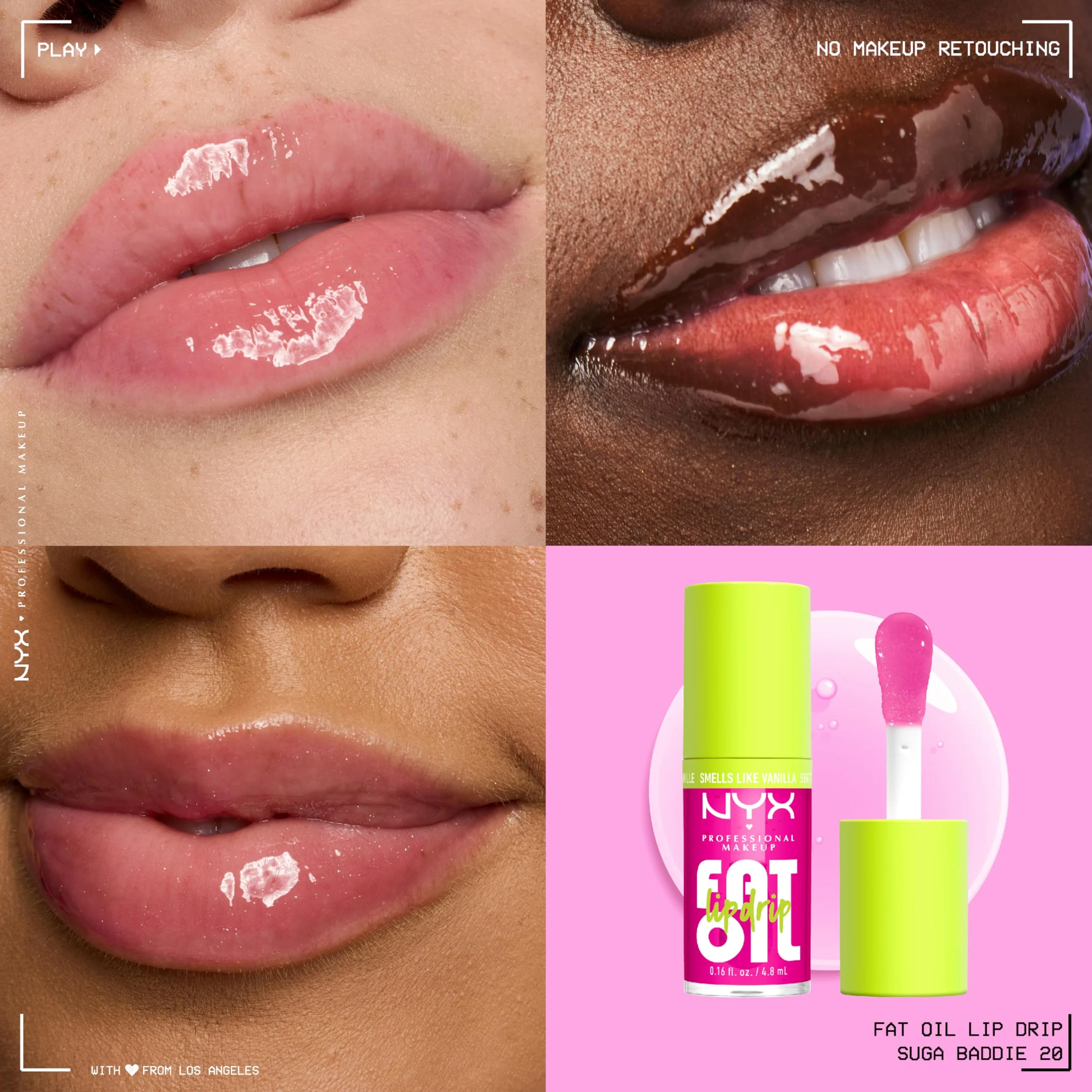 NYX Professional Makeup Fat Oil Lip & Body Kit, Travel-Friendly, Reusable-Pouch, Suga Baddie