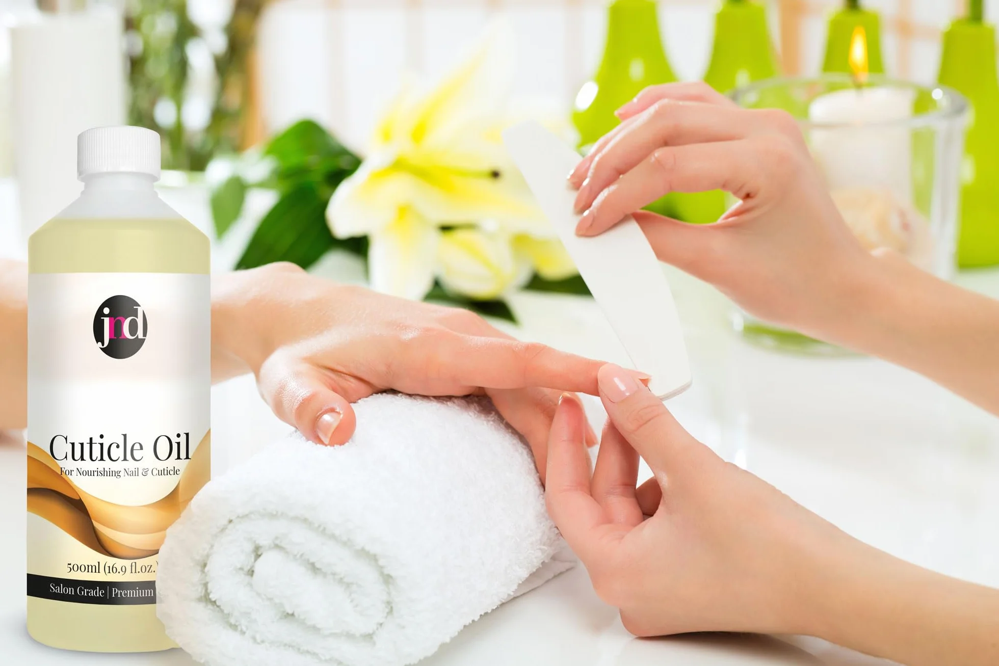 JND Olio per Cuticole con Jojoba – Condizionatore per Unghie e Cuticole per Pelle Secca e Screpolata – Rafforza, Idrata e Rivitalizza – Trattamento per Manicure per Unghie Sane (500ml)