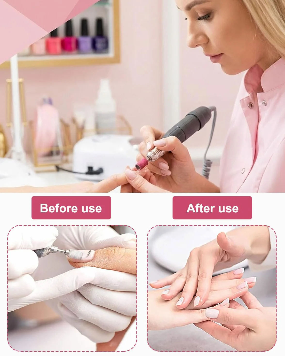 60 Pcs Fresa per Unghie Professionale Granulometria 80/120/180/240 Accessori Manicure Pedicure