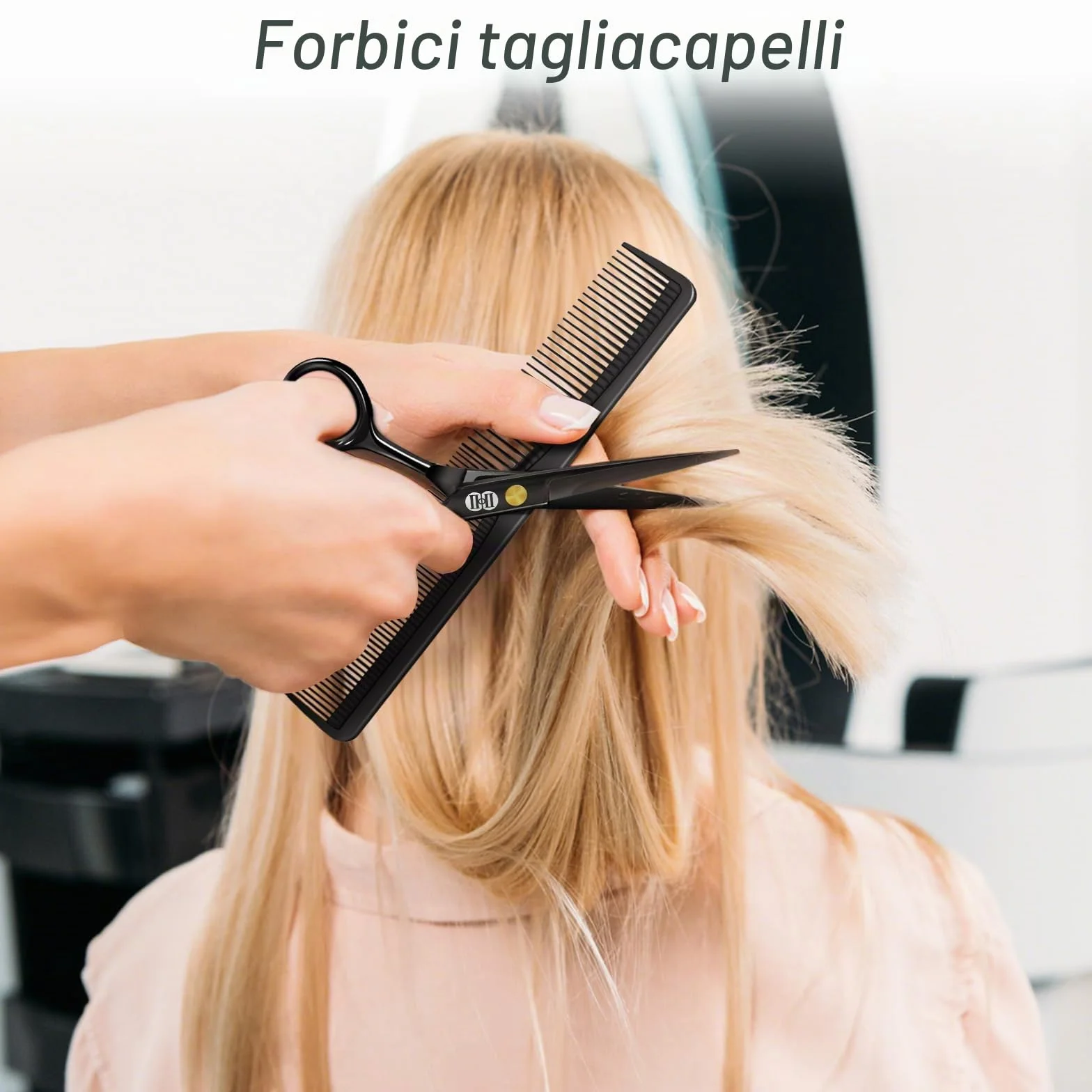 Forbici Parrucchiere Professionali 6,7 Pollici Taglio Capelli Barba Sfoltire Uomini Donne Salone Casa Nero