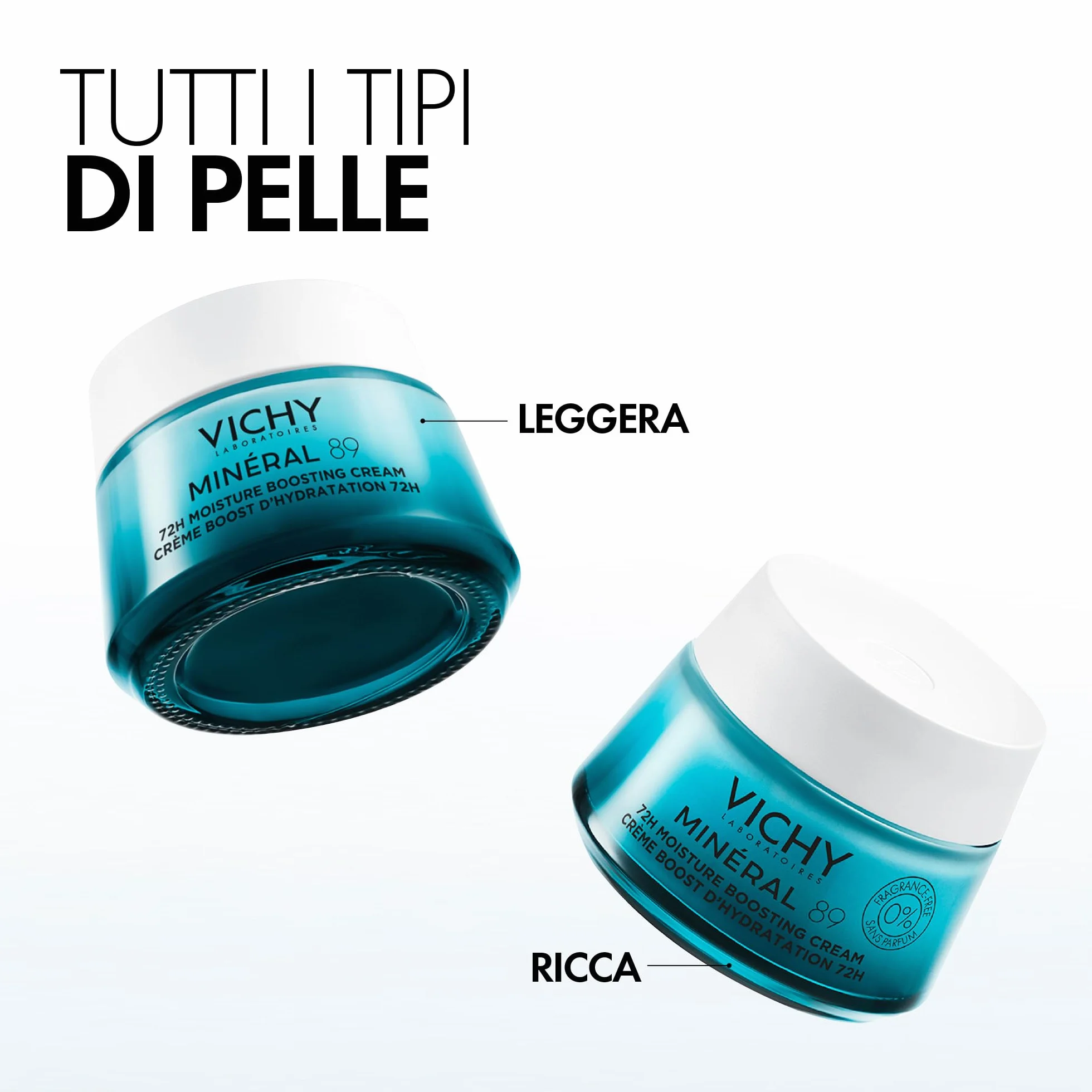 Crema Leggera Idratante Mineral 89 50ml con Acido Ialuronico e Squalene per Pelle Luminosa e Levigata fino a 72 Ore