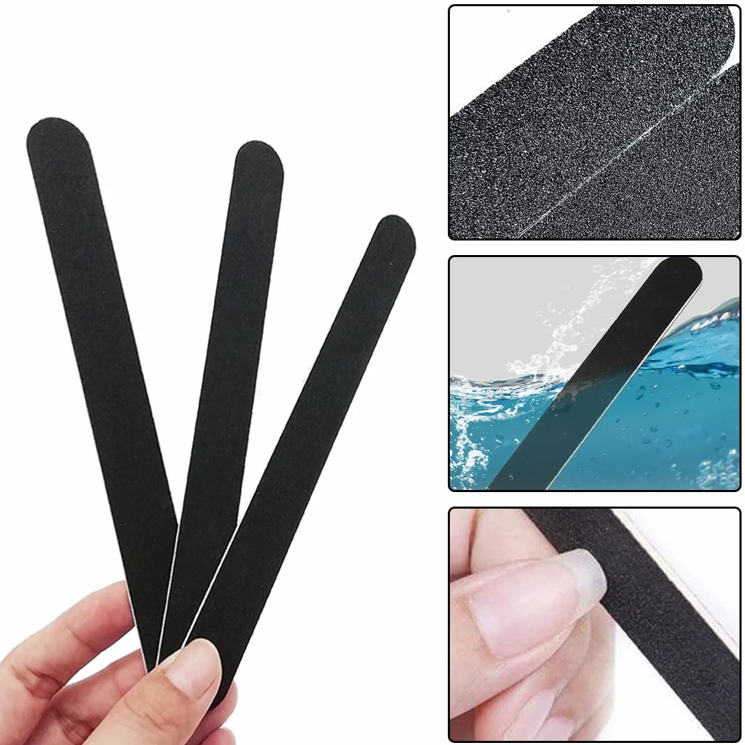 Ncheli 20 Pezzi Lime per Unghie Professionali Nere, Lima Doppia Faccia 100/180 Grana, Limette Sottili per Manicure Pedicure Gel Acrilico, 17.8cm