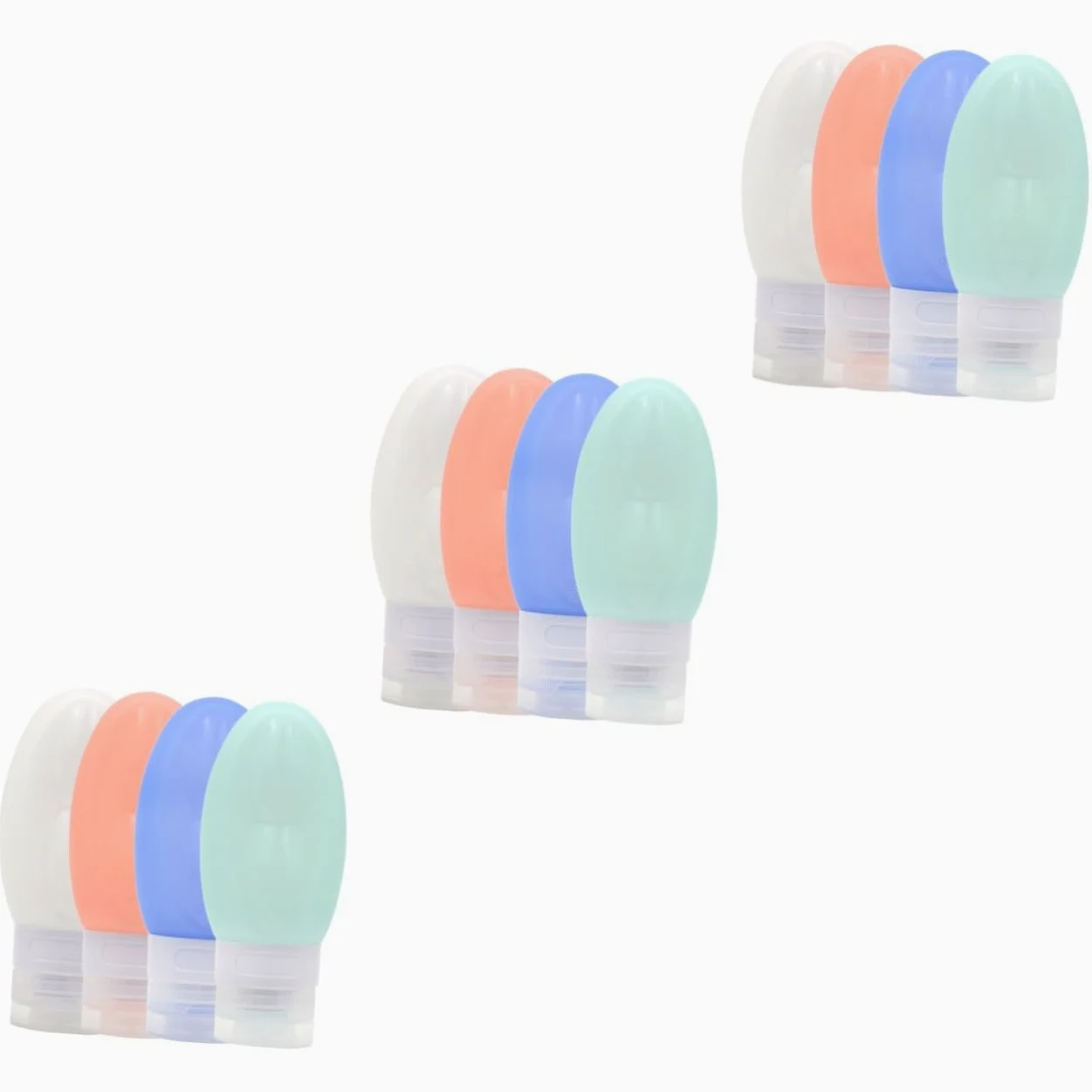 Ipetboom 12pezzi Bottiglie Viaggio Silicone Per Liquidi Ricaricabili Contenitori Per Toilette Adatti Per Cosmetici e Bagno Colori Rosa Bianco
