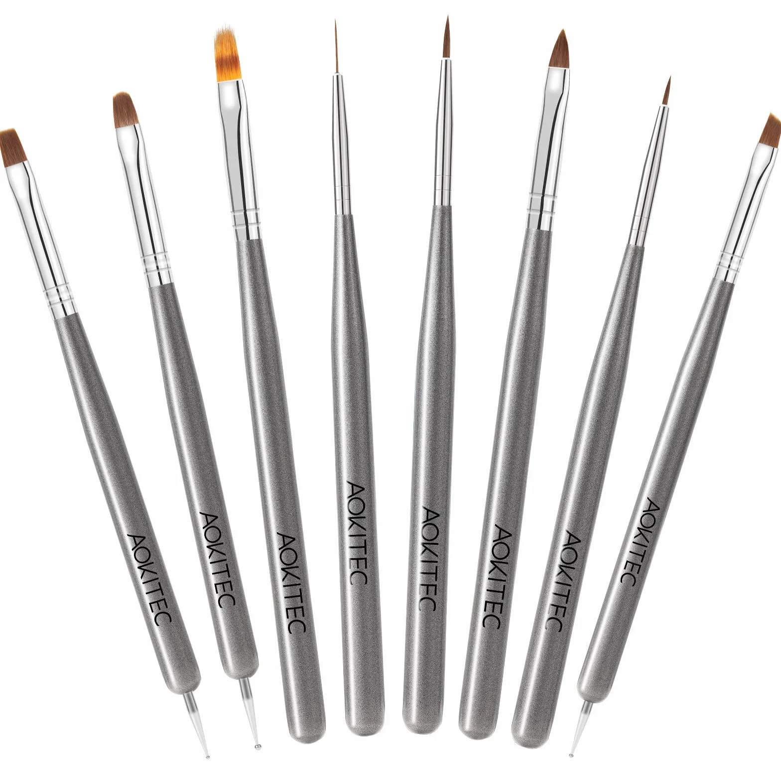 8 Pezzi Pennelli per Unghie,Aokitec pennello per Acrigel Estensione Unghie Costruttore Gel Pennello Penna Punteggiatura Linea Trazione Unghie Salone Casa Manicure DIY Donne