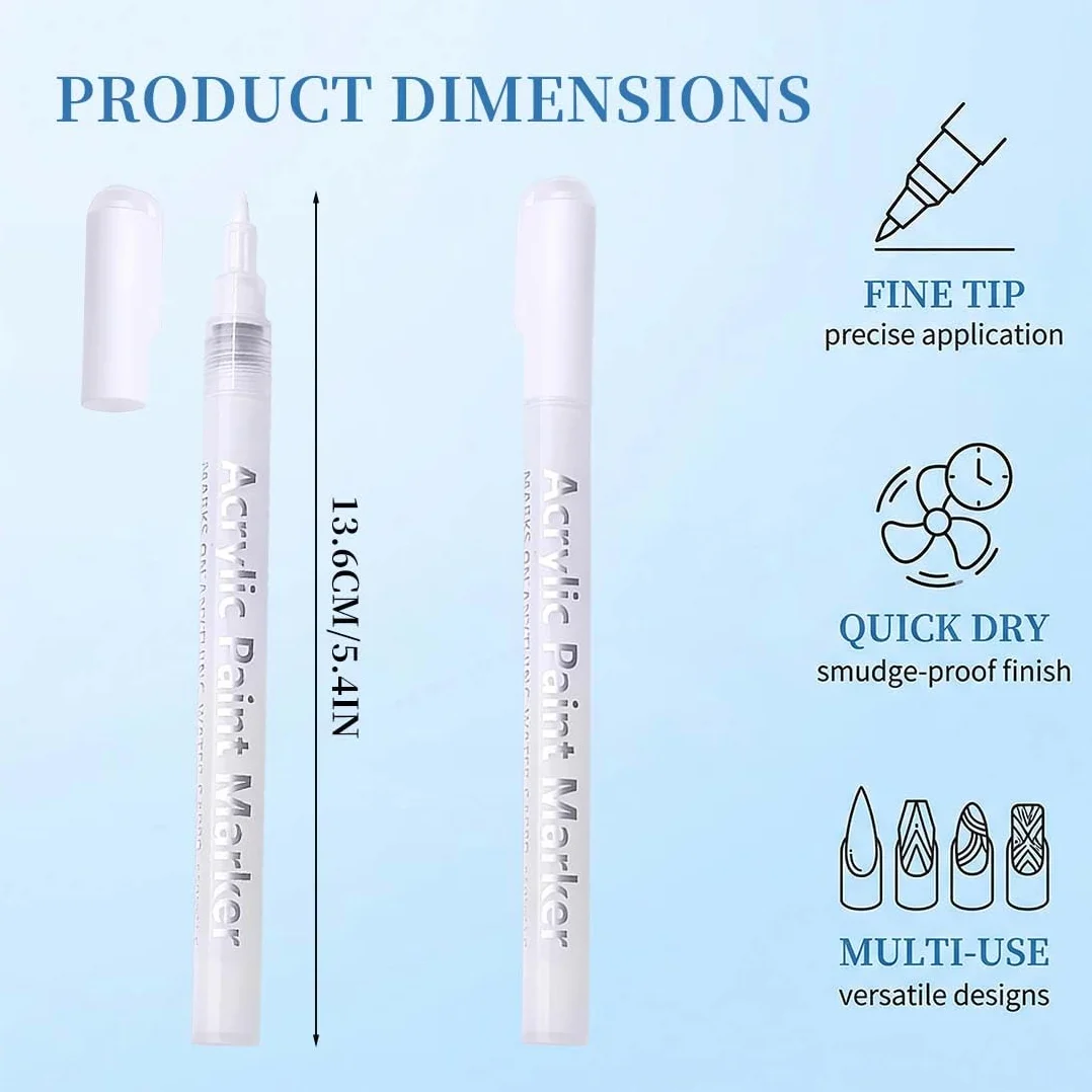 2 Pezzi French Nails - Penna Bianca Per Unghie Creativa, Set Di Unghie In Gel E Manicure, Penna Francese Di Precisione Per Nail Art