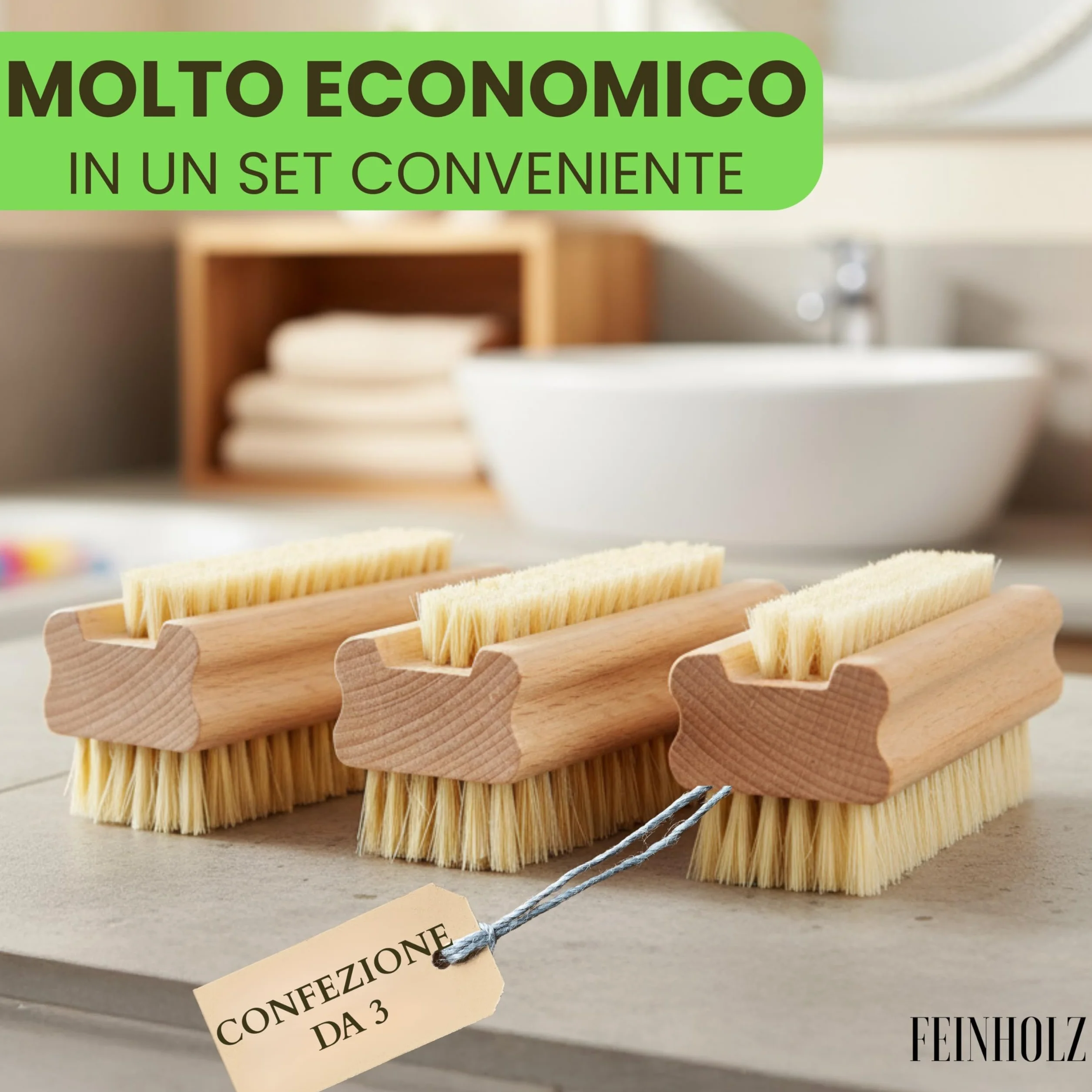 Spazzole per unghie mani 3 pezzi igiene pulizia manicure