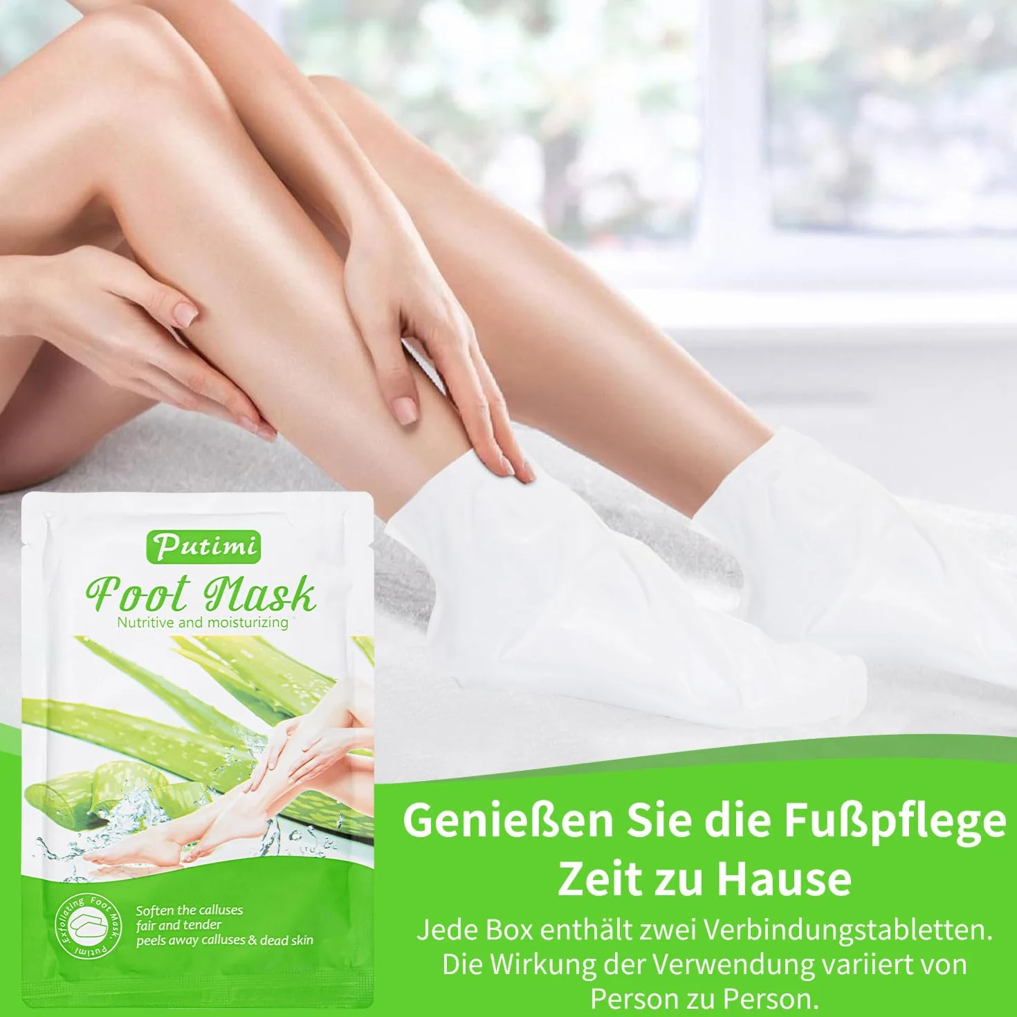 Calzini esfolianti per piedi, maschera peeling pied, confezione da 3 paia, trattamento anticalli (aloe vera)