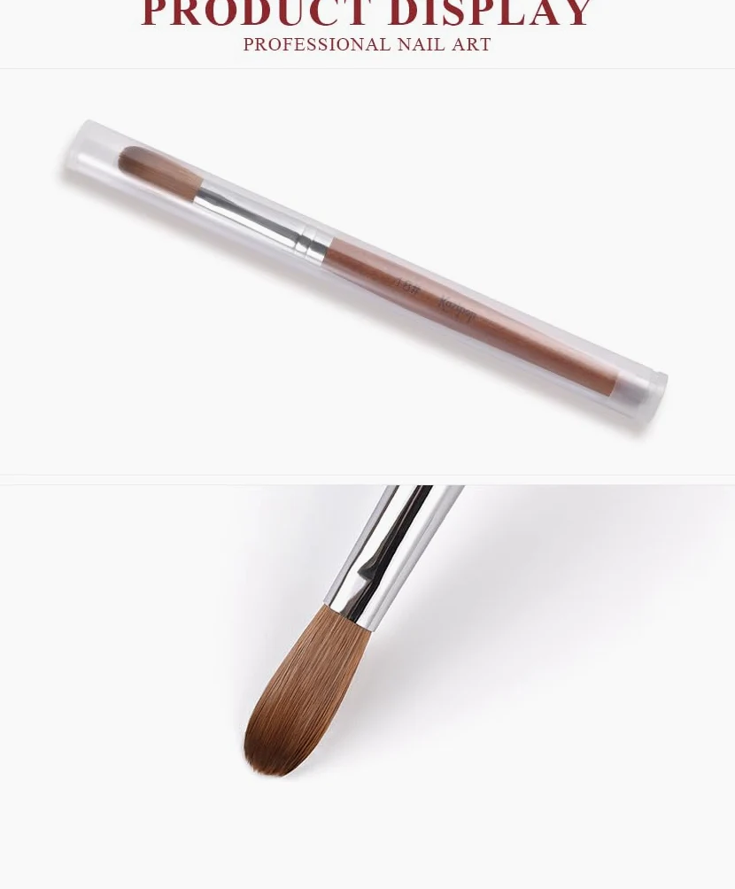 Kolinsky - Pennello per unghie in acrilico con manico in legno rosso, strumento professionale per nail art, strumento per unghie acriliche, ideale per precisione e durata e design dettagliato