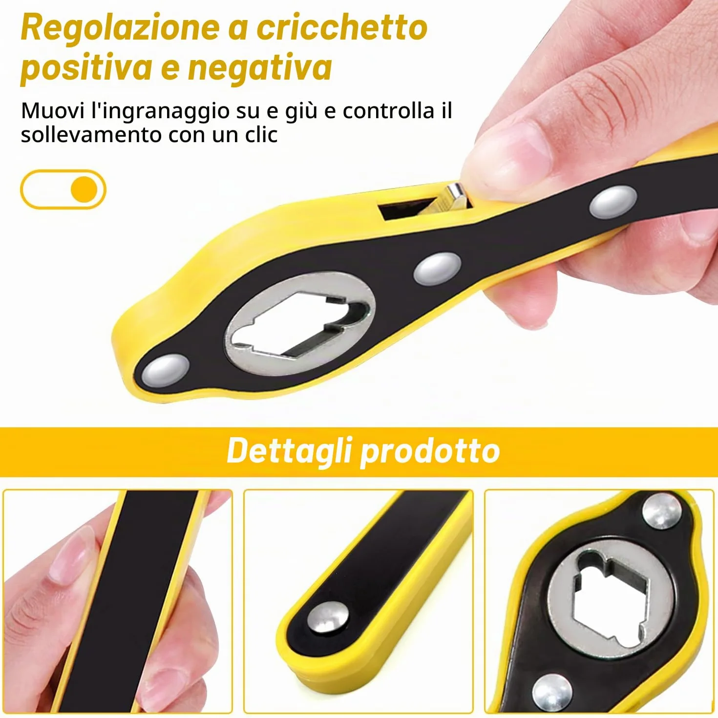 Generale Chiave Inglese a Cricchetto 34cm con Manovella Estesa e Adattatori