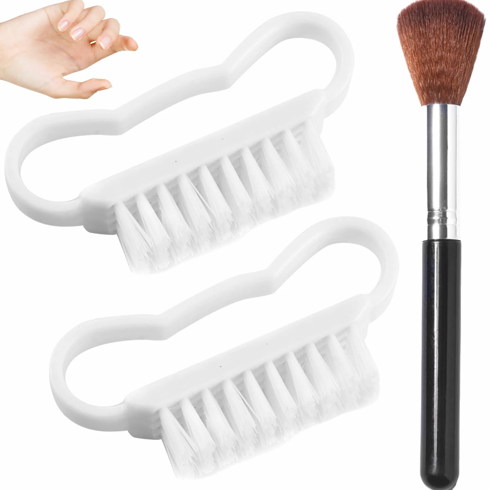 2 Pezzi Spazzola Unghie, Spazzolino Unghie Mani, Spazzola per Pulizia delle Unghie con Spazzola Bellezza, Mini Testina di Spazzola, Adatto per Unghie, Nail Art fai da te