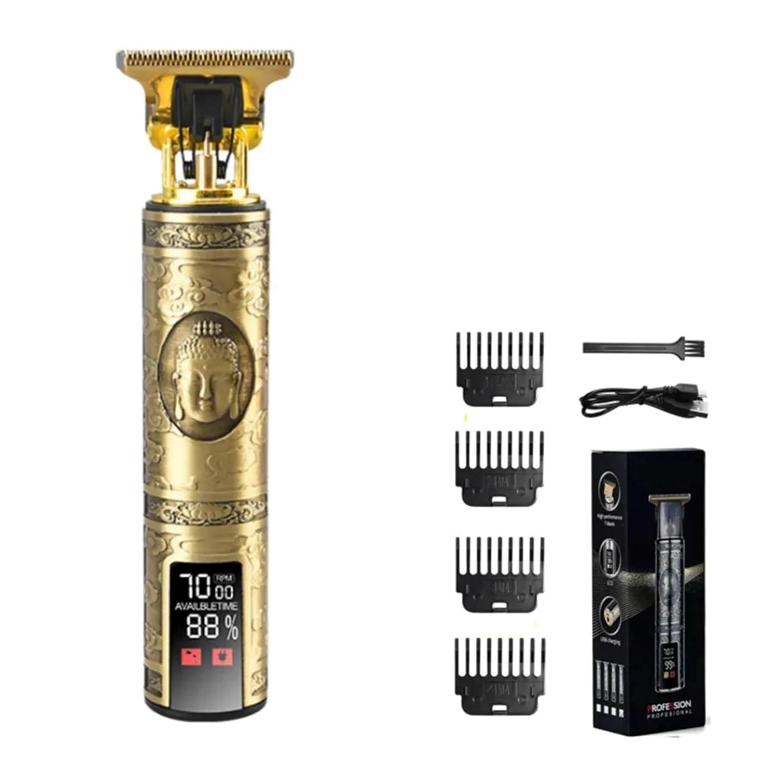 Rasoi T9 USB Elettrico Barbiere Ricaricabile Nuovo Barbiere Uomo Rasoio Rasoio Capelli Rasoio Professionale Mega Zero Macchina di Finitura Rasoio Ceramica (LCD Buddha)