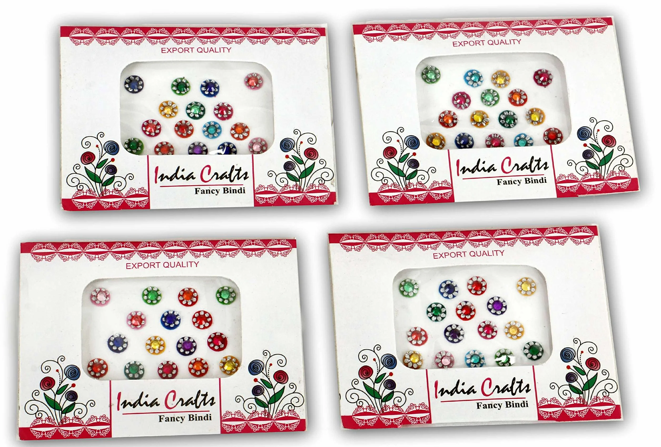 64 cristalli colorati rotondi bindi Velvette, gioielli Tika, 4 confezioni