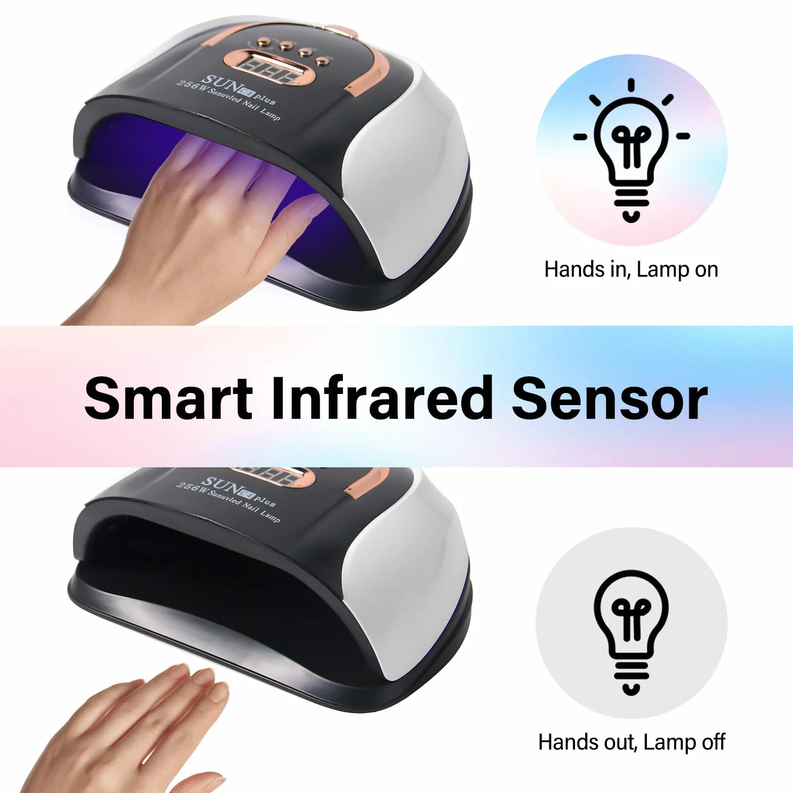 256W Lampada Profesional Unghie LED UV, Asciugatrice per Gel con 4 Impostazioni Timer e Sensore Automatico, Asciuga Smalto con 57 Perline Luminose & Display LCD per Manicure e Pedicure