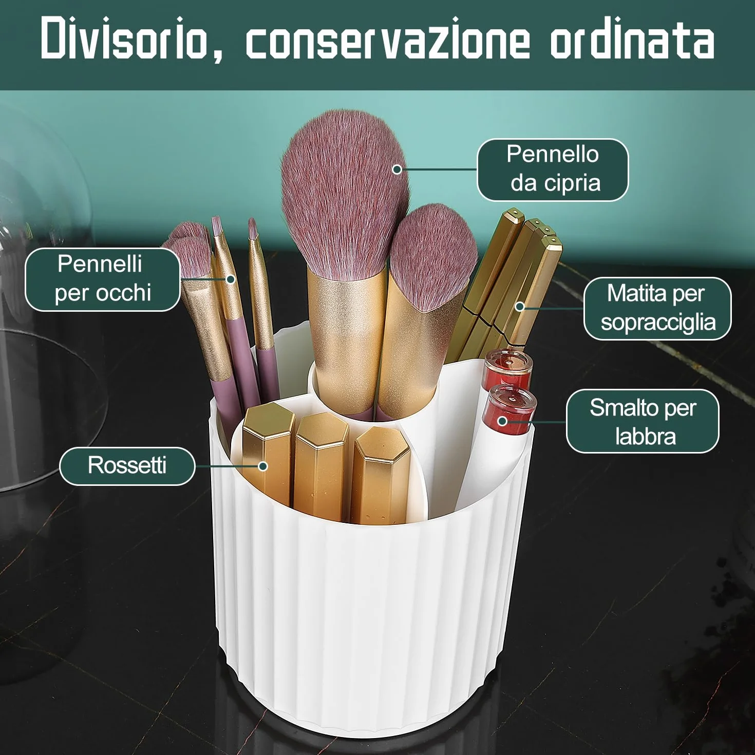 JessLab Trucco Pennello Titolare Organizzatore 360 Gradi Rotabile Cosmetici Stoccaggio Cassetto Bagno