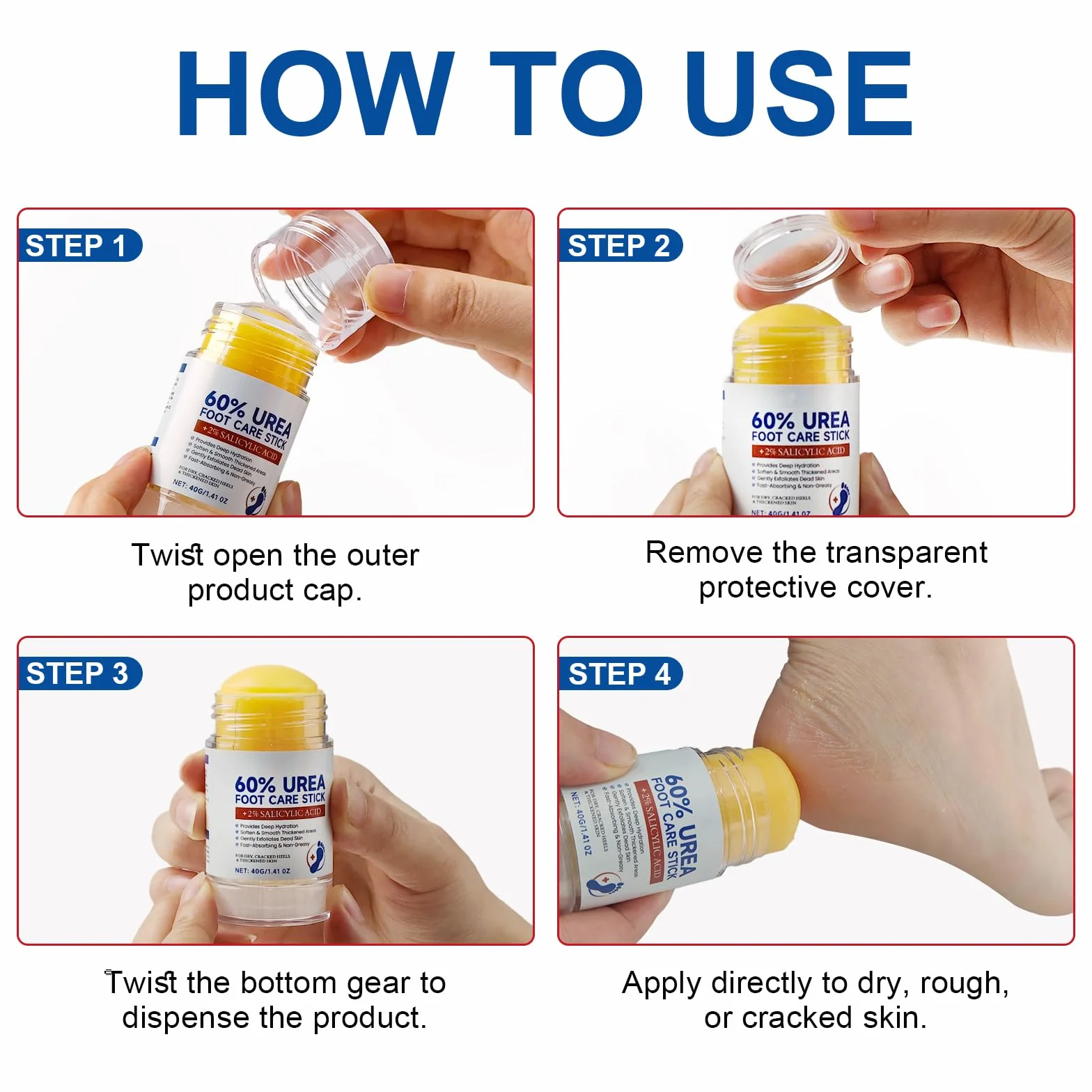 Crema all'urea al 60% per Piedi, Mani, Gomiti e Ginocchia - Riparazione Intensiva per Pelle Secca, Ruvida e Screpolata