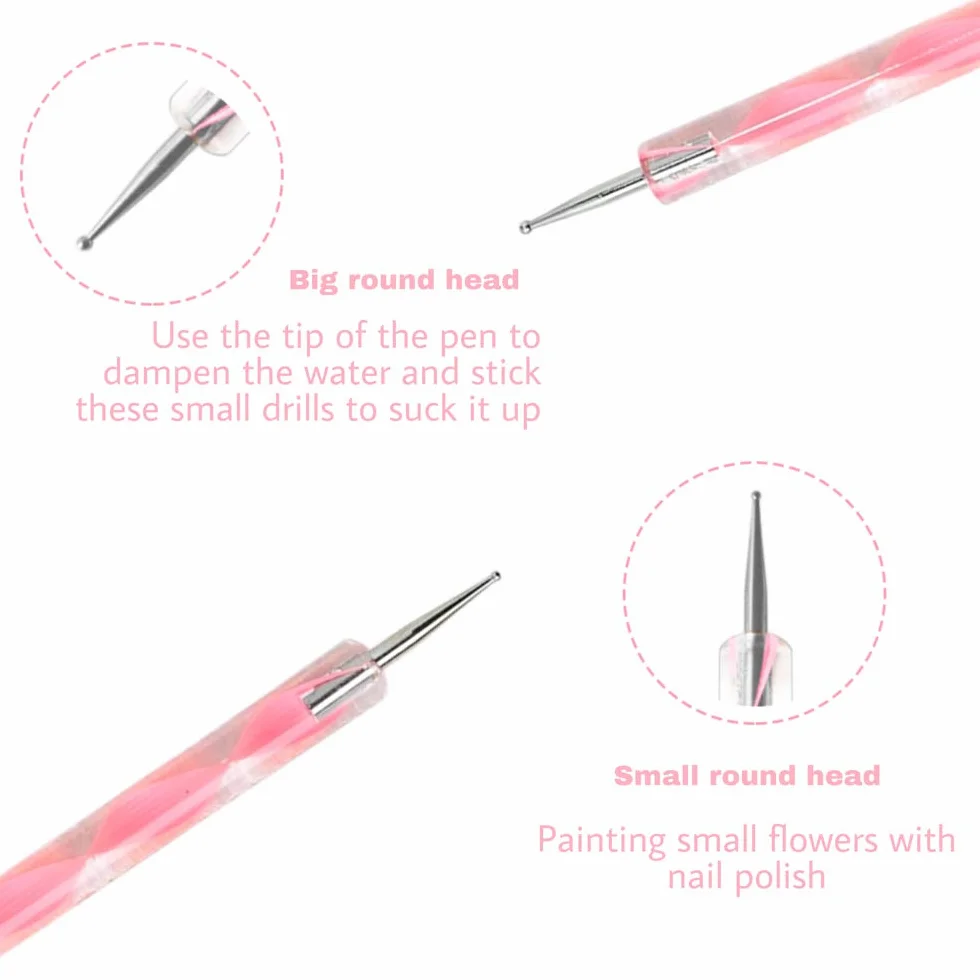 Penne Dotter per Nail Art， Penne per Manicure Attrezzo per Nail Art Nail Art Design Pittura Nail punteggia Detailing Pen，Effetto Marmoreo (5PCS)