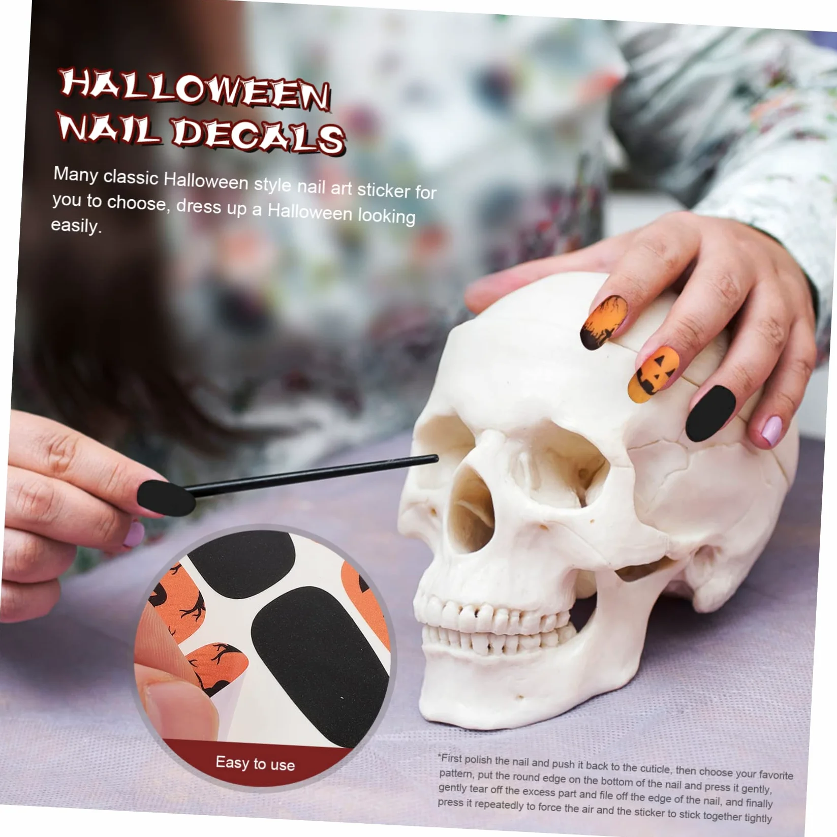 Healeved 5 Set Di Adesivi Per Unghie Per Ragazzi E Ragazze Decalcomanie Per Nail Art Di Halloween Unghie Ragno Gotiche Da Premere Sulle Unghie Corte 4 Fogli * 5