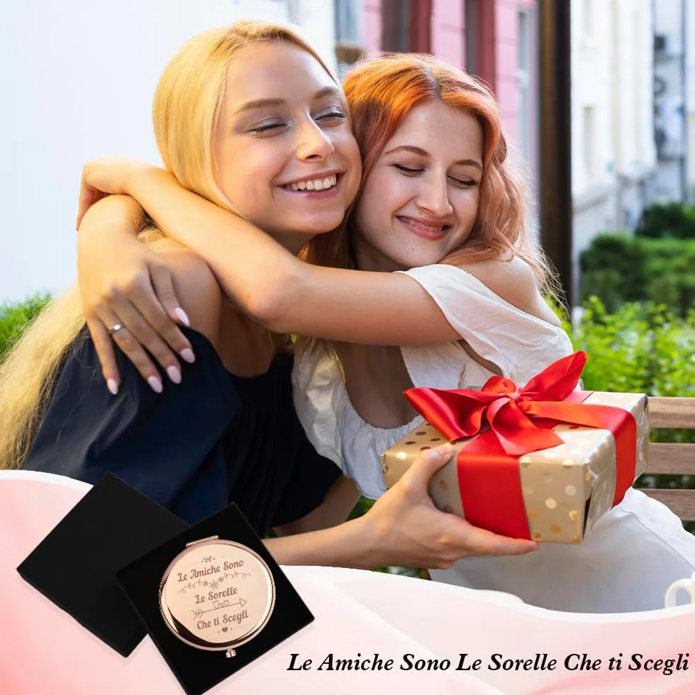 Regalo Amica Specchio Compacto Trucco Ingranditore x1/x2