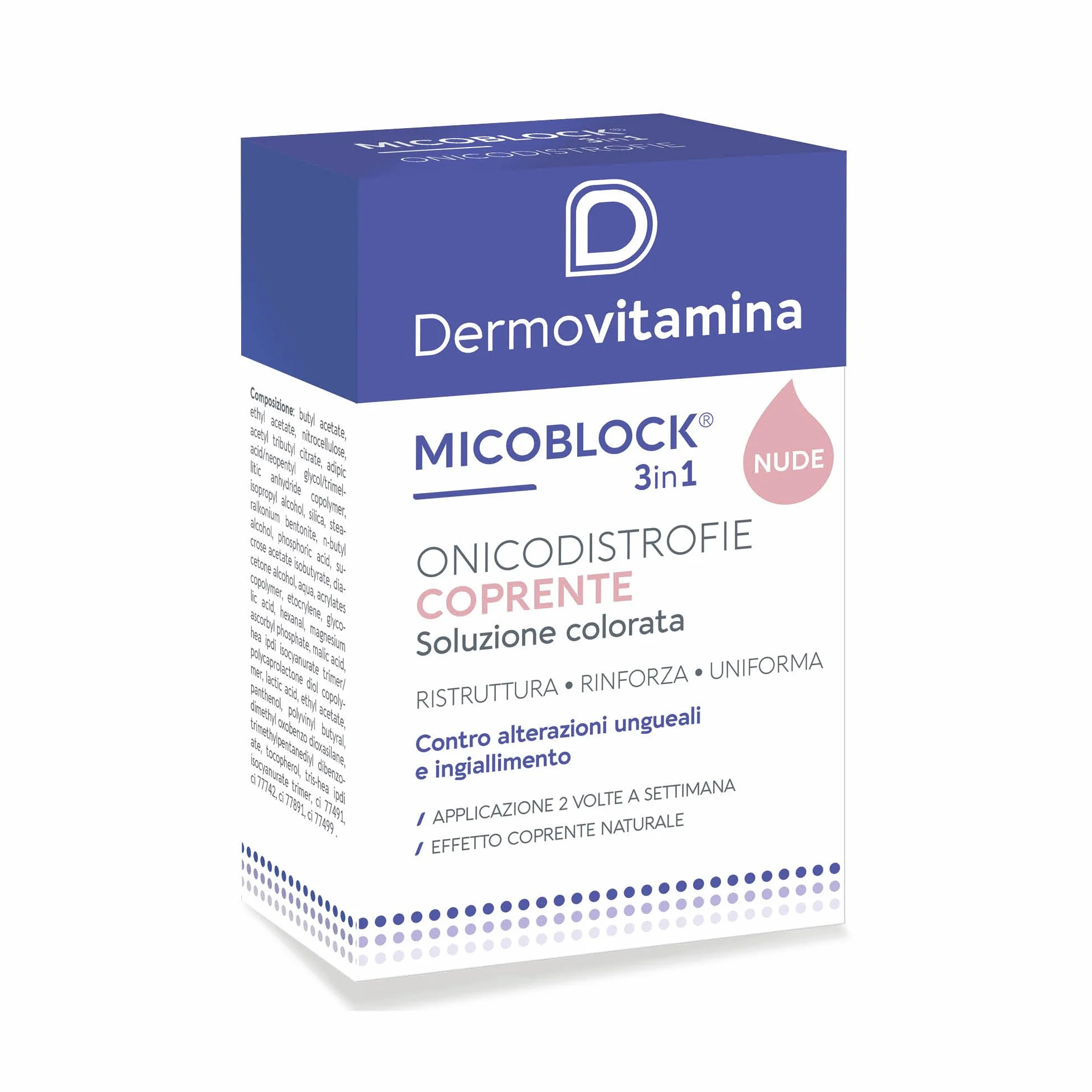 Dermovitamina Micoblock 3in1 Smalto Curativo per Unghie Danneggiate Rinforzante 8 ml