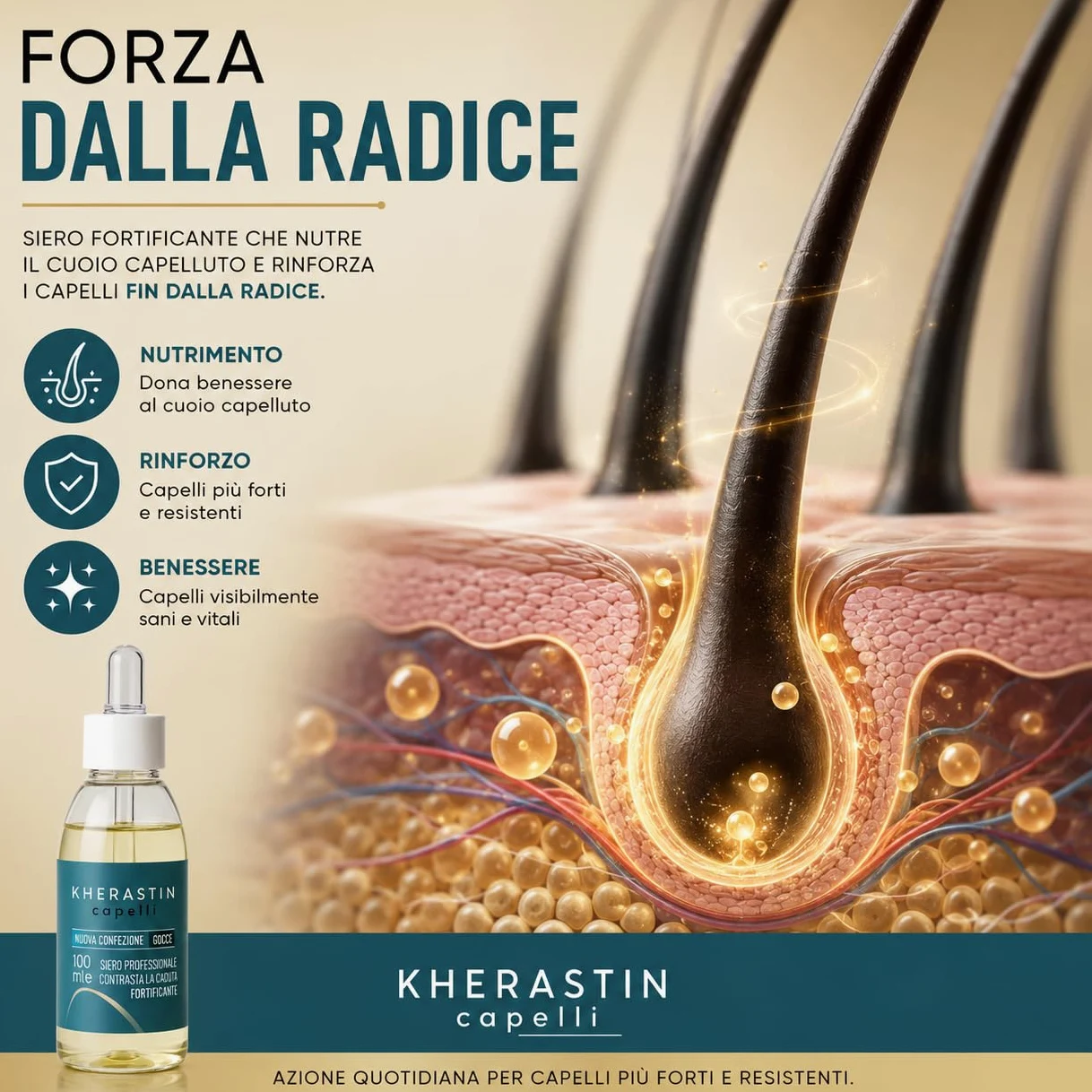 Kherastin Gocce 200ml Trattamento Anticaduta Capelli Uomo Donna | Extra Forte, Rinforza Bulbo, Stimola Ricrescita, Fortificante Naturale