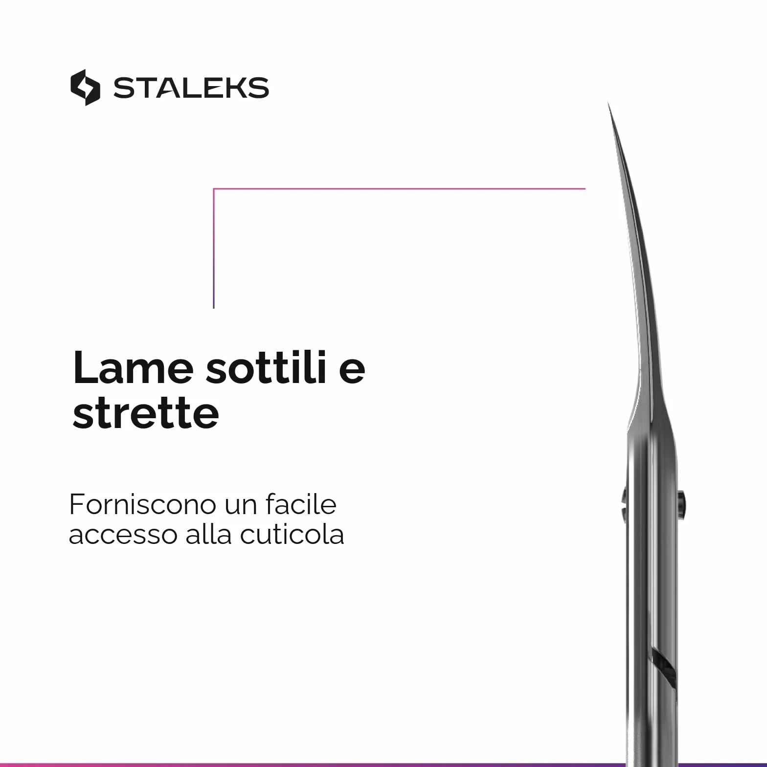 STALEKS Pro Forbici Professionali per Pelle Cuticola Lame Curvo Classico Manici in Silicone Rosa Affilatura Manuale Smart 40 Type 3