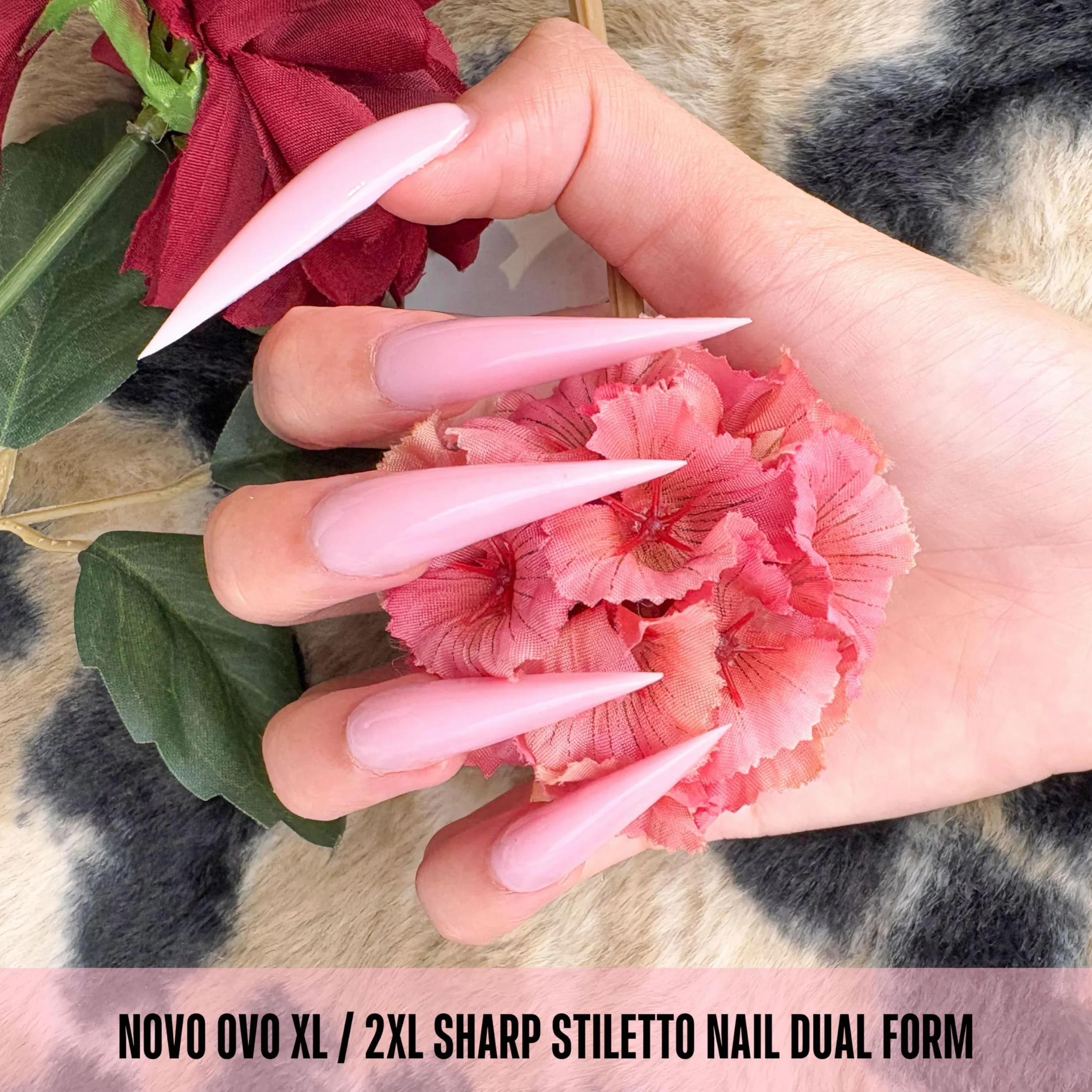 NOVO OVO Extra Long XXL - Confezione da 280 stampi per manicure fai da te, in acrilico riutilizzabile