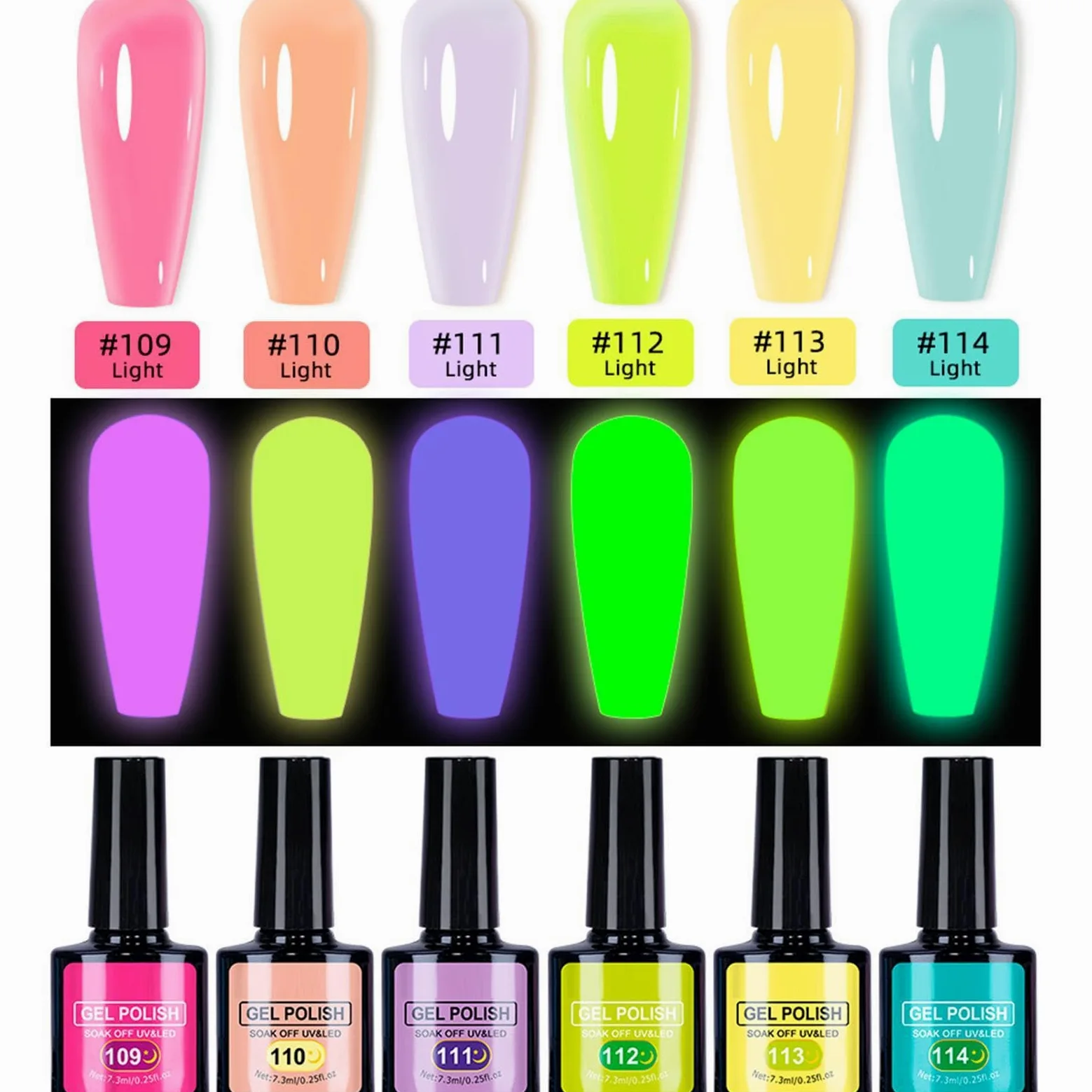 Smalto gel luminoso 12 Pezzi Luminosi Durevoli Portatili | Gel Unghie con Effetto Luminoso Brillante da Donna Forniture Manicure Glow per Donne Ragazze Beauty Lovers Studenti Saloni