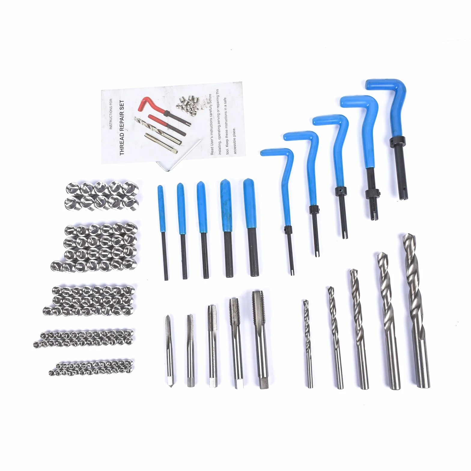 Bisenya Kit riparazione filettatura 131 pezzi M5 M6 M8 M10 M12 blu