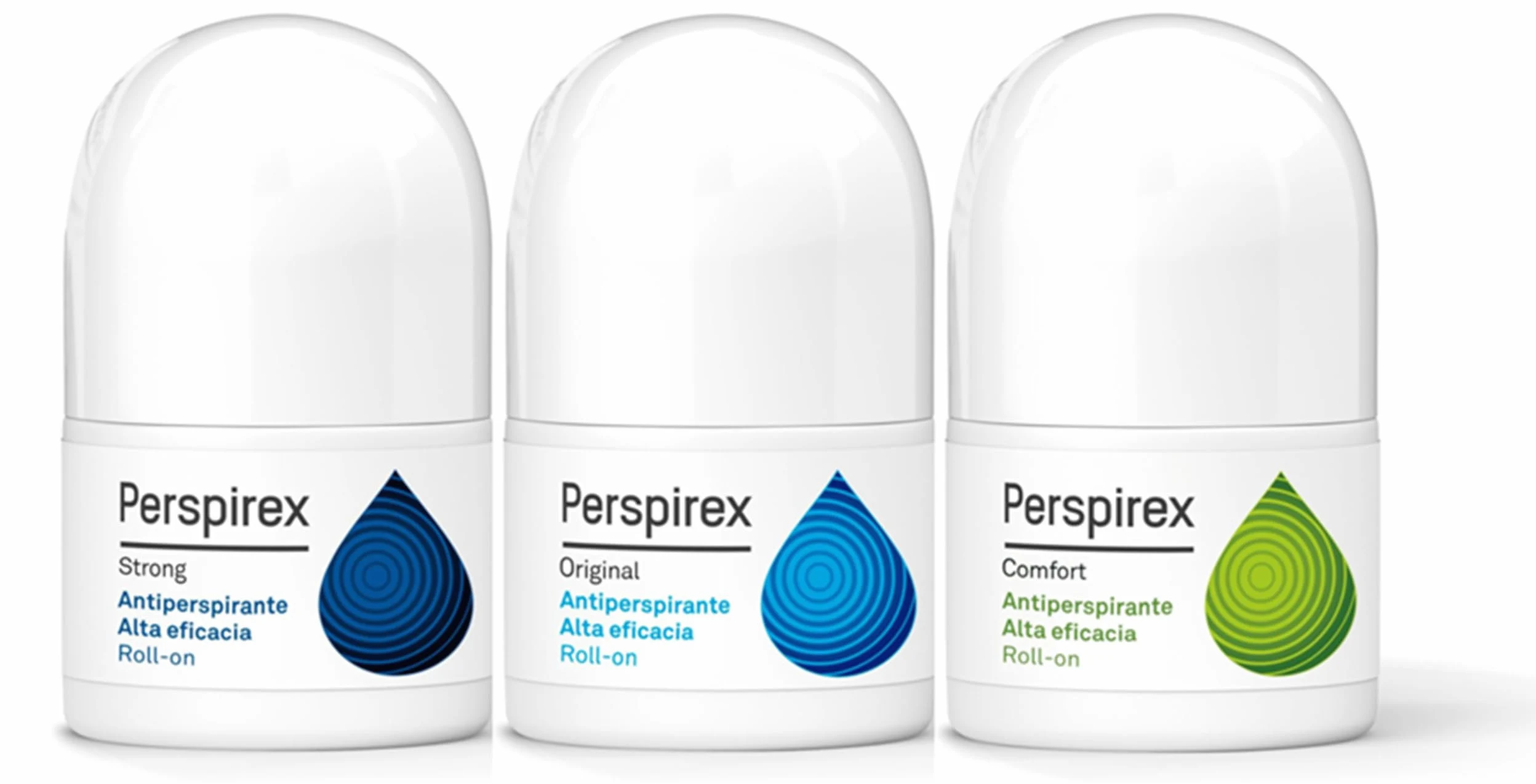 Perspirex ® Set antitraspirante Roll-On completo – Comfort + Original + Strong – Controllo della sudorazione ascelle fino a 3-5 giorni – Pelle sensibile e sudorazione intensa – Trattamento progressivo