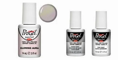 New Glowing Aura Supernail ProGel Polish – 14 ml + ProGel base coat and top coat.