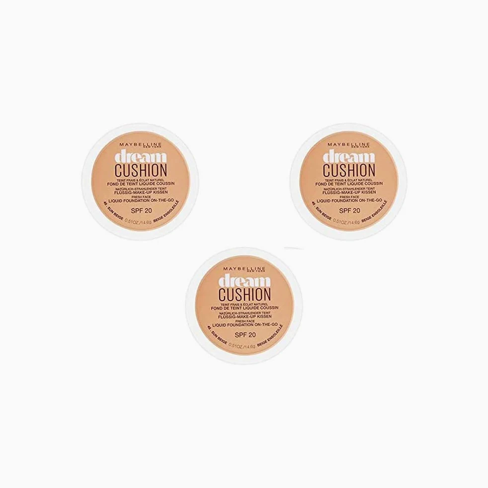 Maybelline New York Fondotinta dream cushion 48 beige ensoleillé, Set di 3
